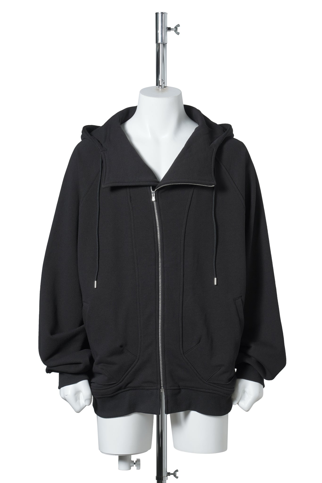 ASYMMETRIC ZIP-UP HOODIE / BLACK