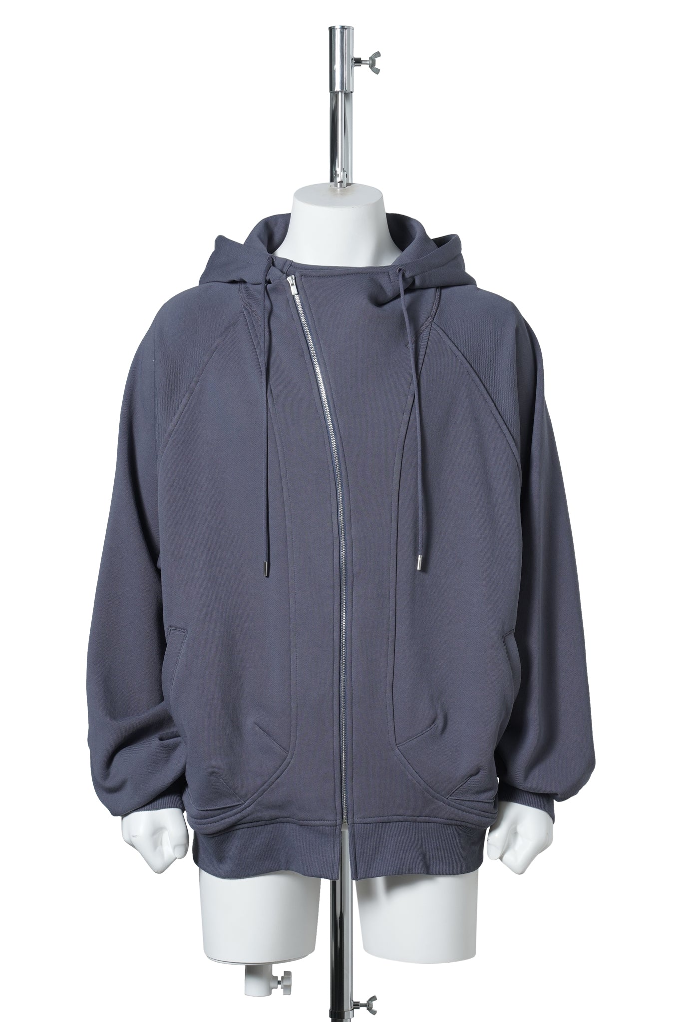 ASYMMETRIC ZIP-UP HOODIE / PURPLE