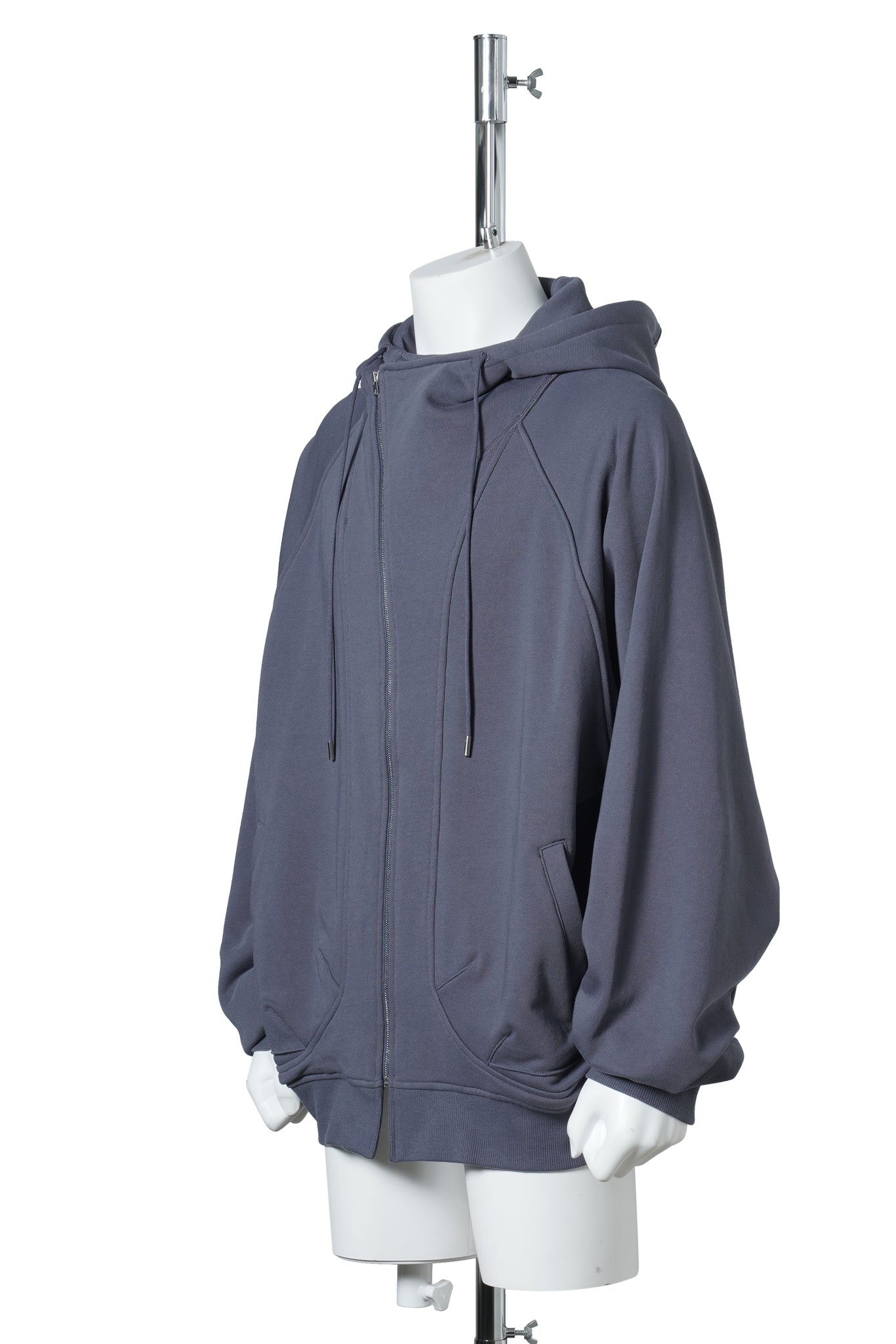 ASYMMETRIC ZIP-UP HOODIE / PURPLE