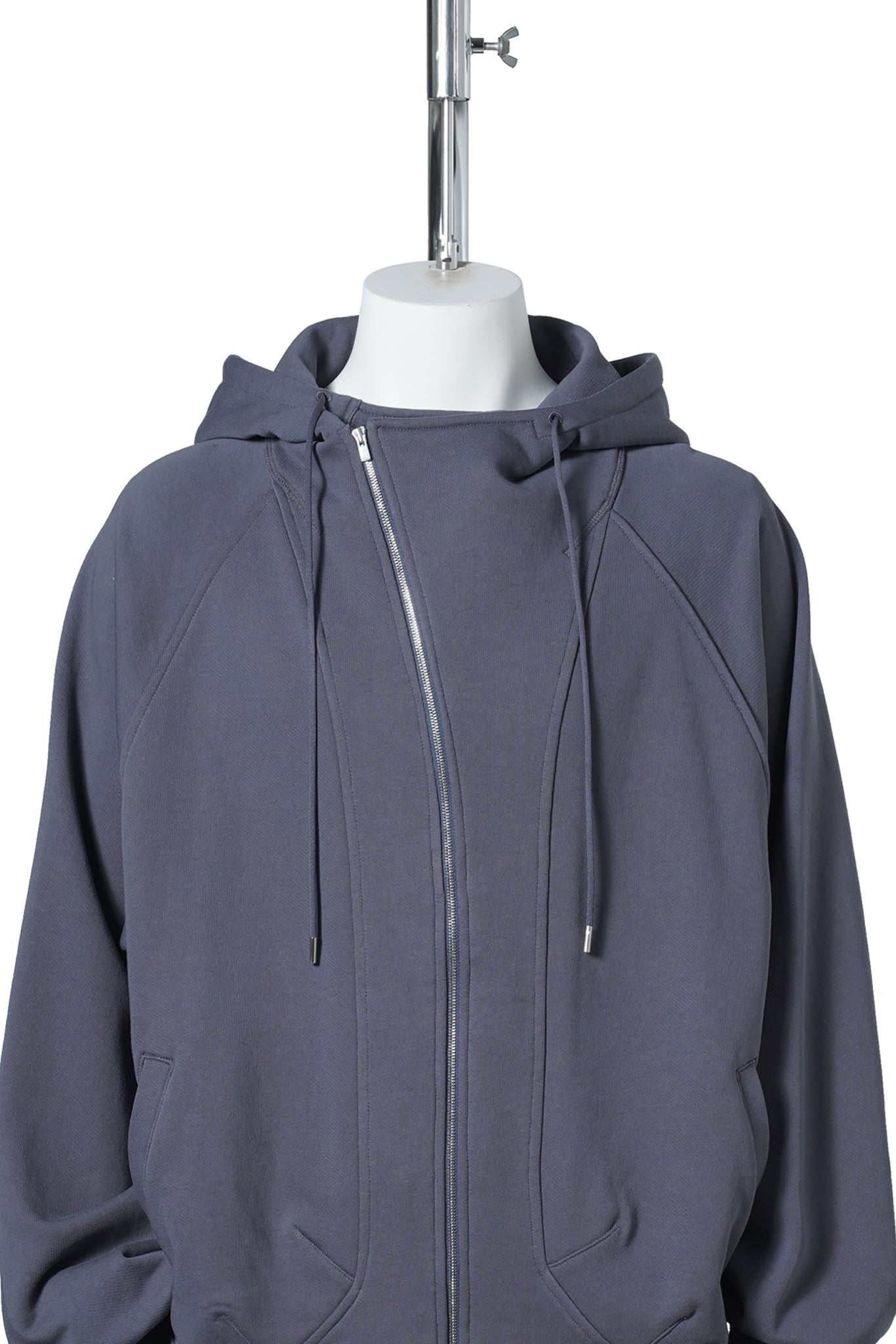 ASYMMETRIC ZIP-UP HOODIE / PURPLE