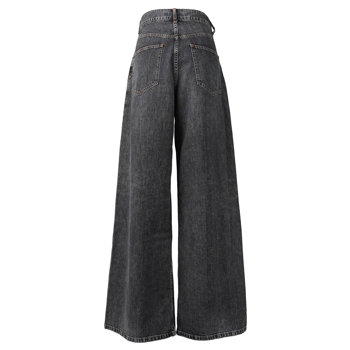 WASHED DENIM SUPER WIDE PANTS / BLACK