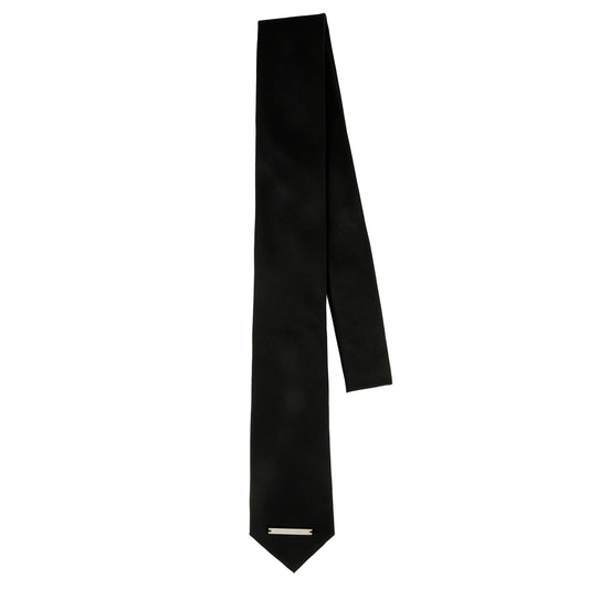 SILK NECK TIE WITH PLATE / BLACK