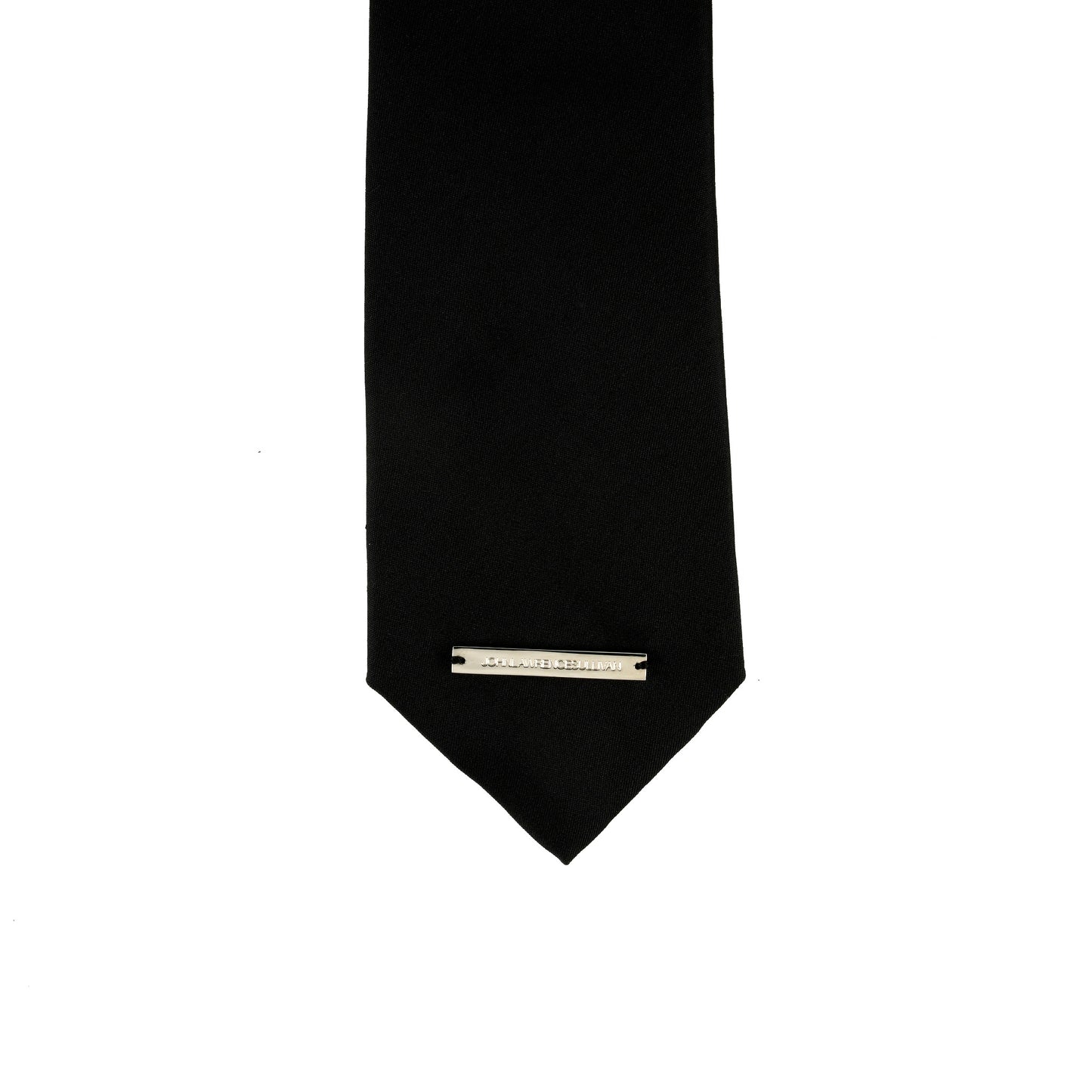 SILK NECK TIE WITH PLATE / BLACK