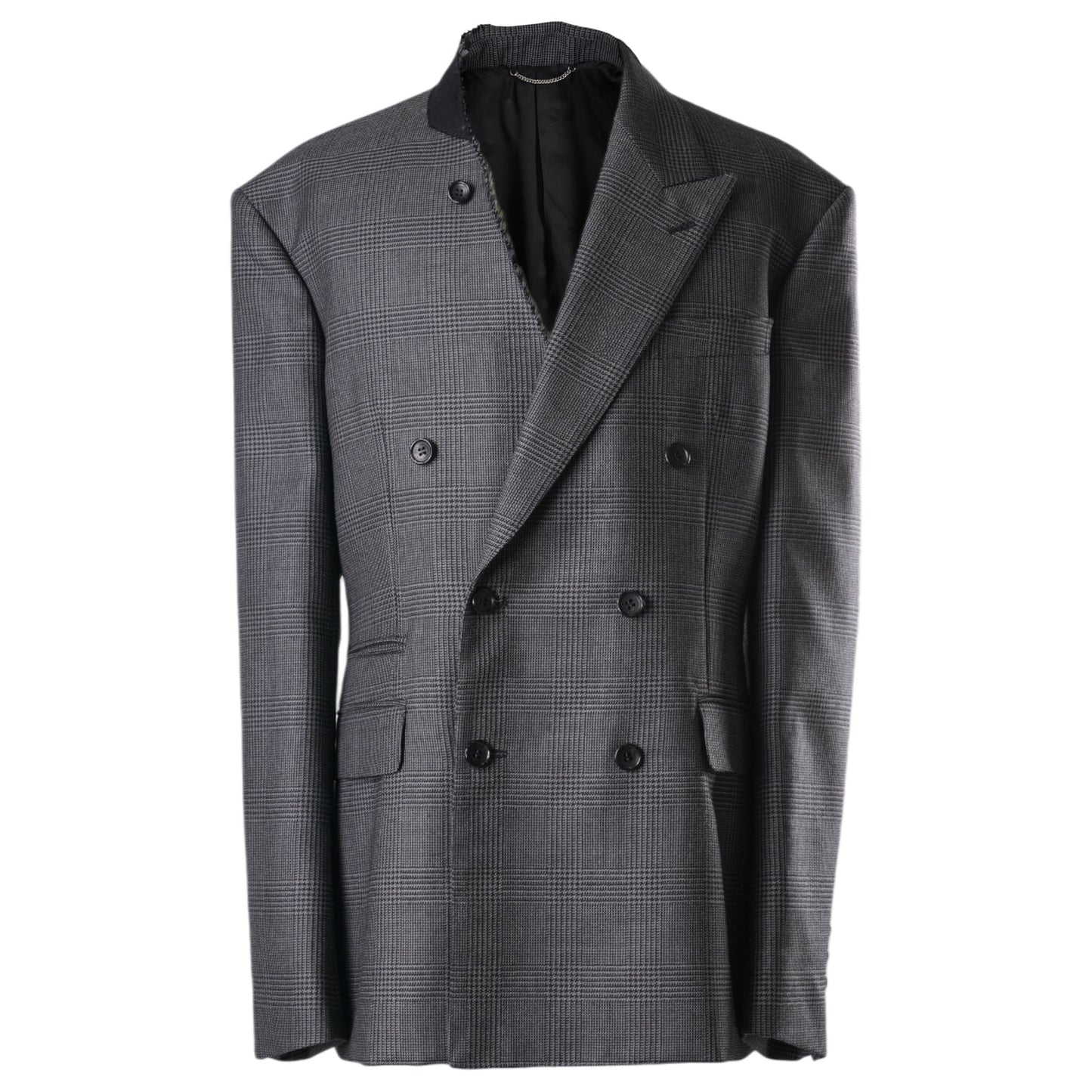 WOOL ASYMMETRY LAPEL JACKET / GREY CH