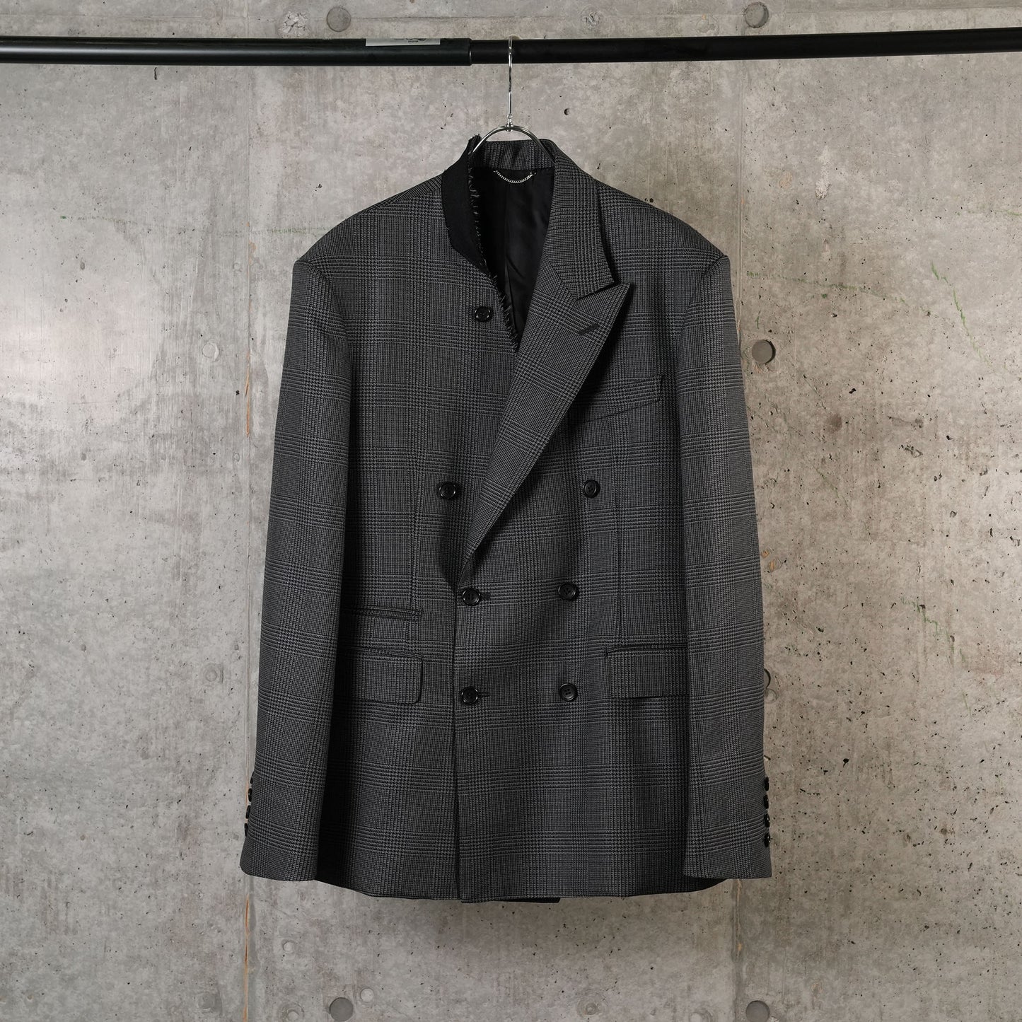 WOOL ASYMMETRY LAPEL JACKET / GREY CH