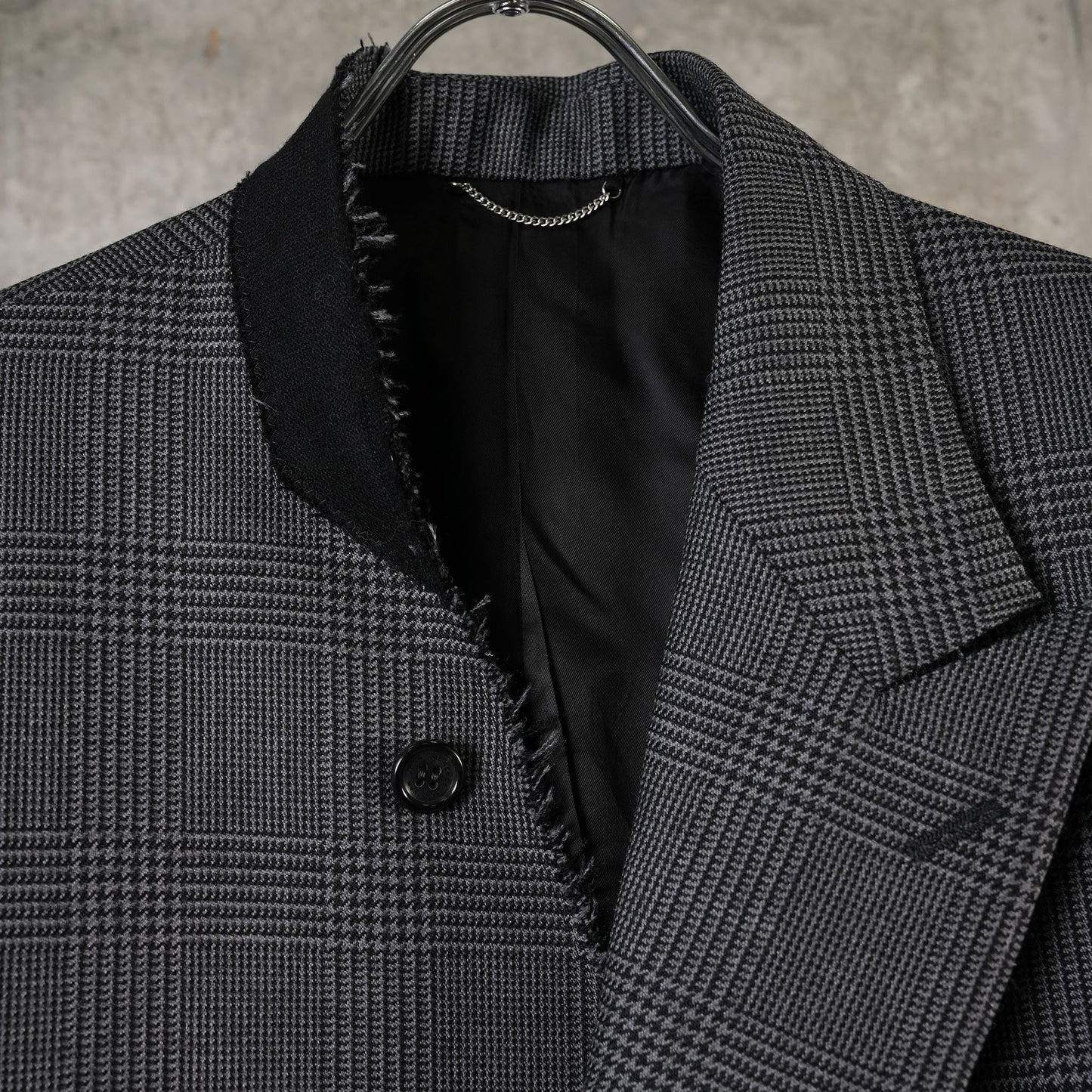 WOOL ASYMMETRY LAPEL JACKET / GREY CH