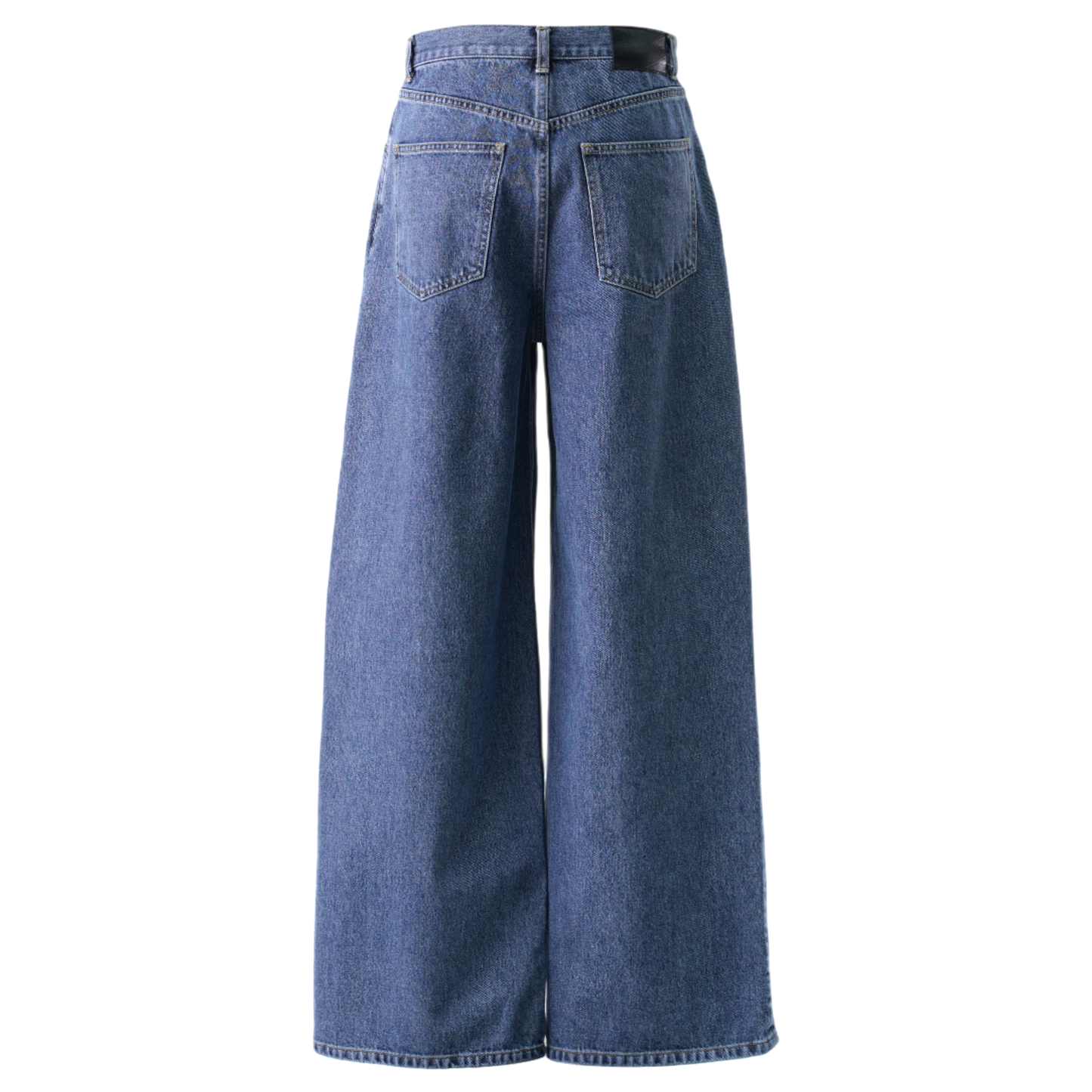 WASHED DENIM TUCKED WIDE JEANS / INDIGO