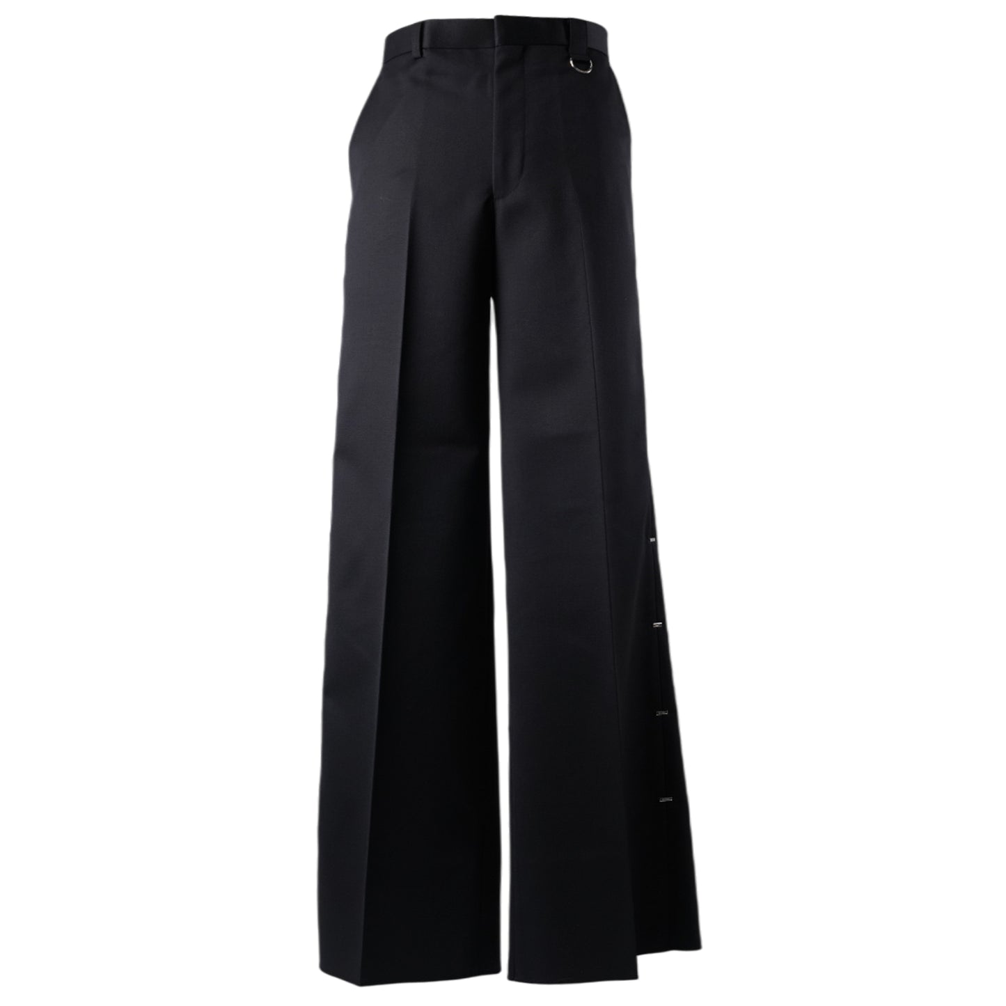 WOOL METAL LINE WIDE TROUSERS / BK