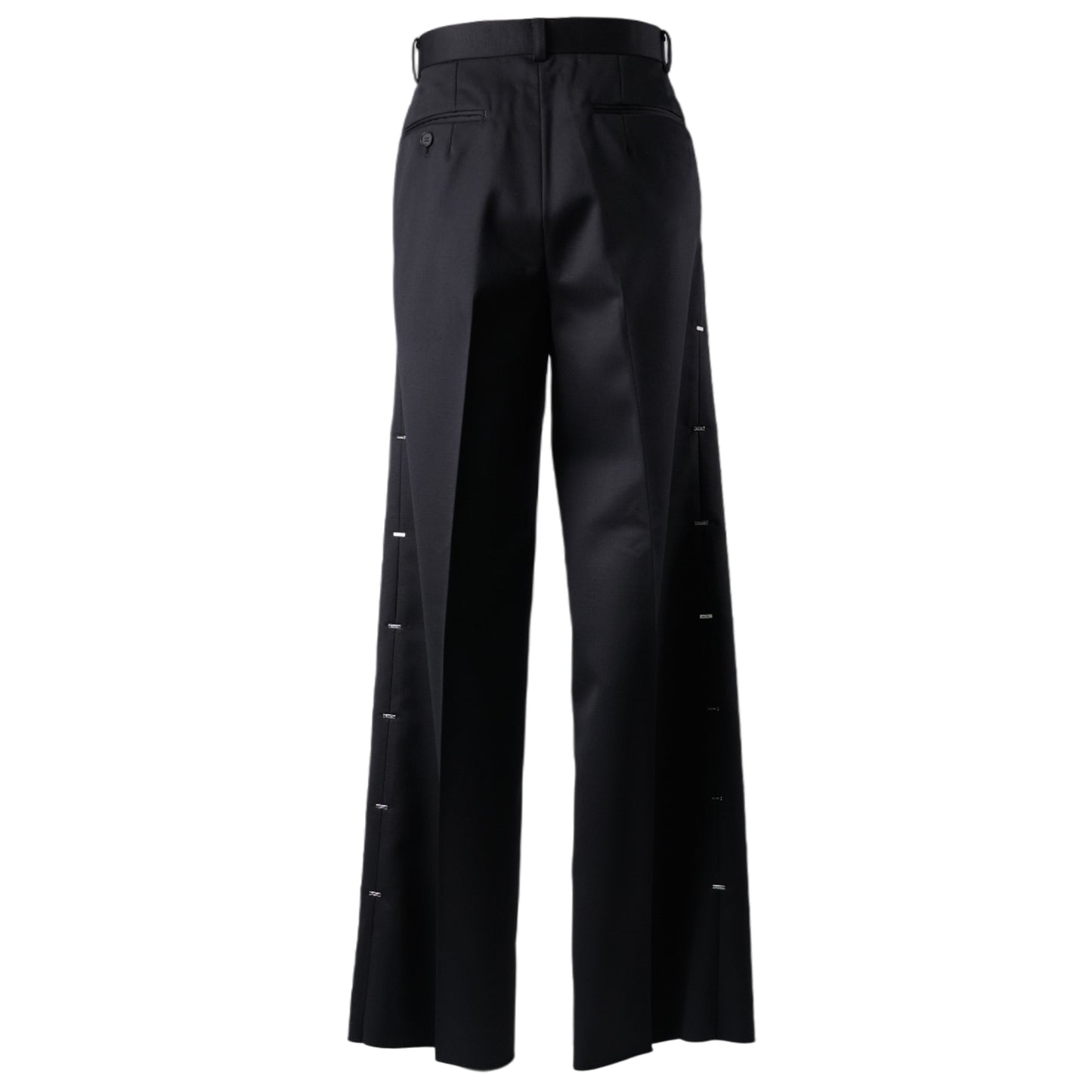 WOOL METAL LINE WIDE TROUSERS / BK