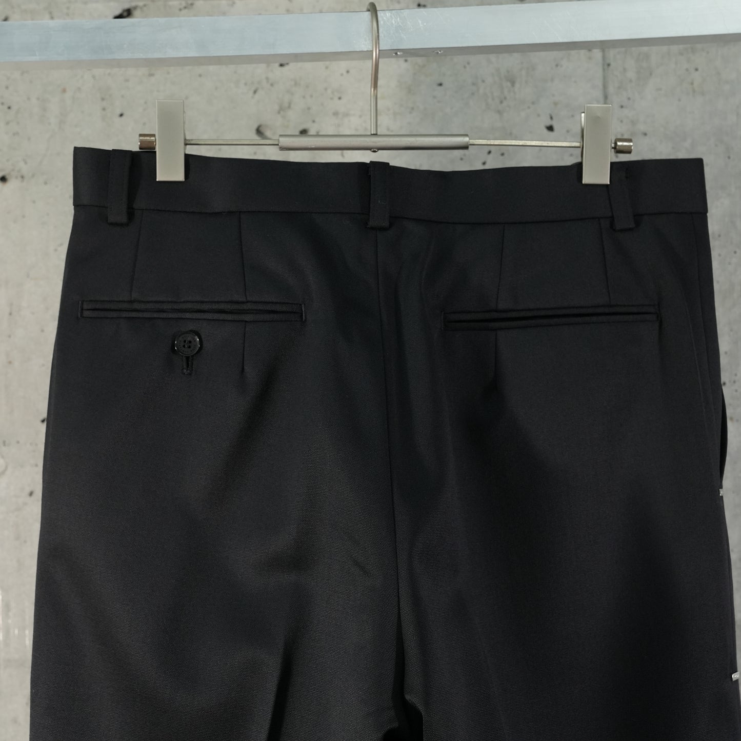 WOOL METAL LINE WIDE TROUSERS / BK