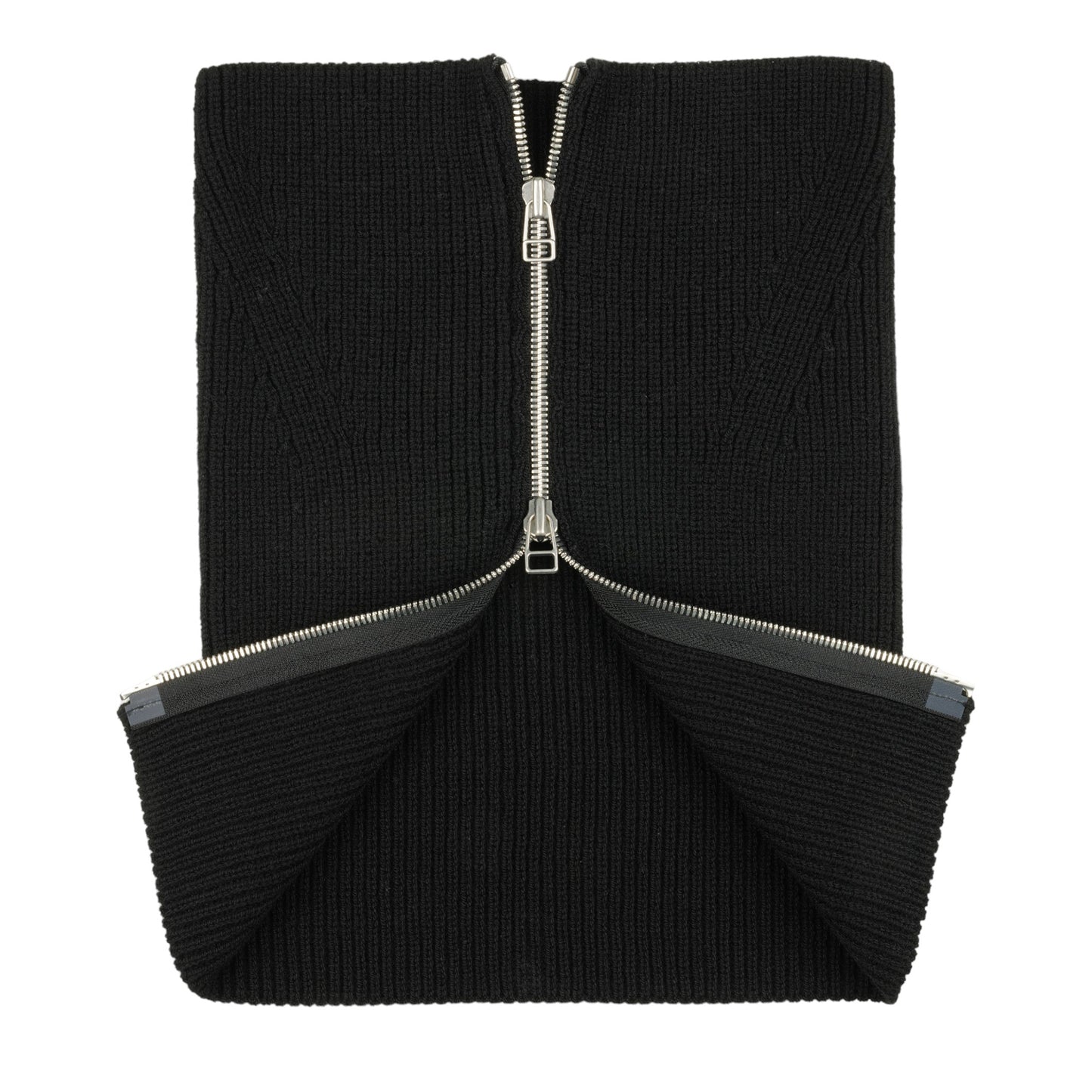 ZIPPED KNIT NECK GAITER / BLACK