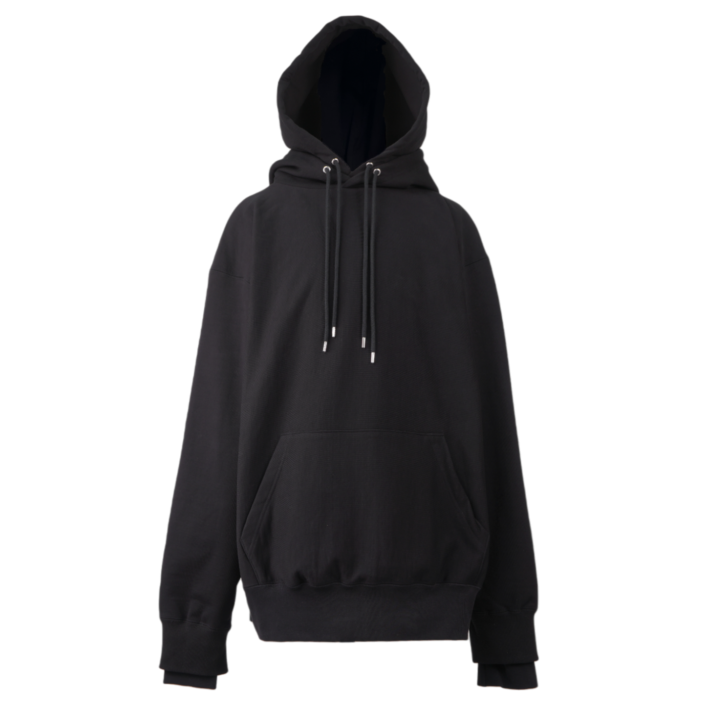 SWEAT STACKED HOODIE / BLACK