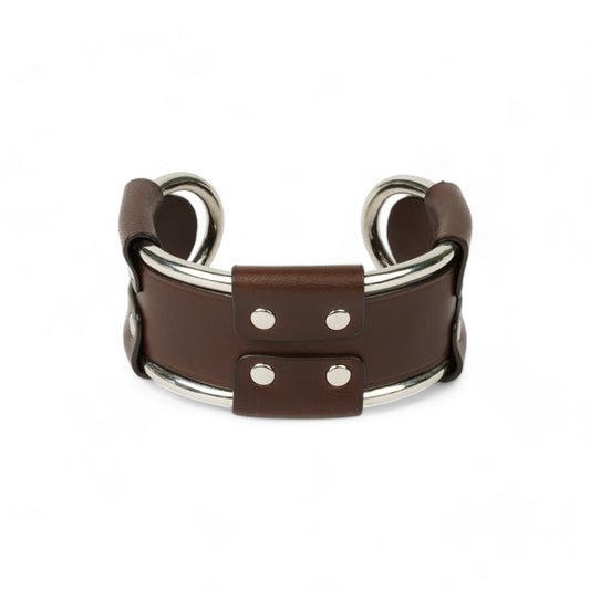 FRAME LEATHER BANGLE / BROWN