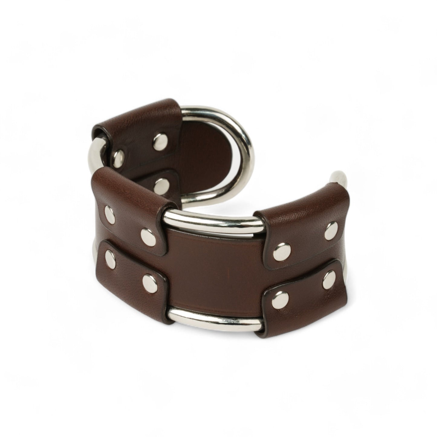 FRAME LEATHER BANGLE / BROWN