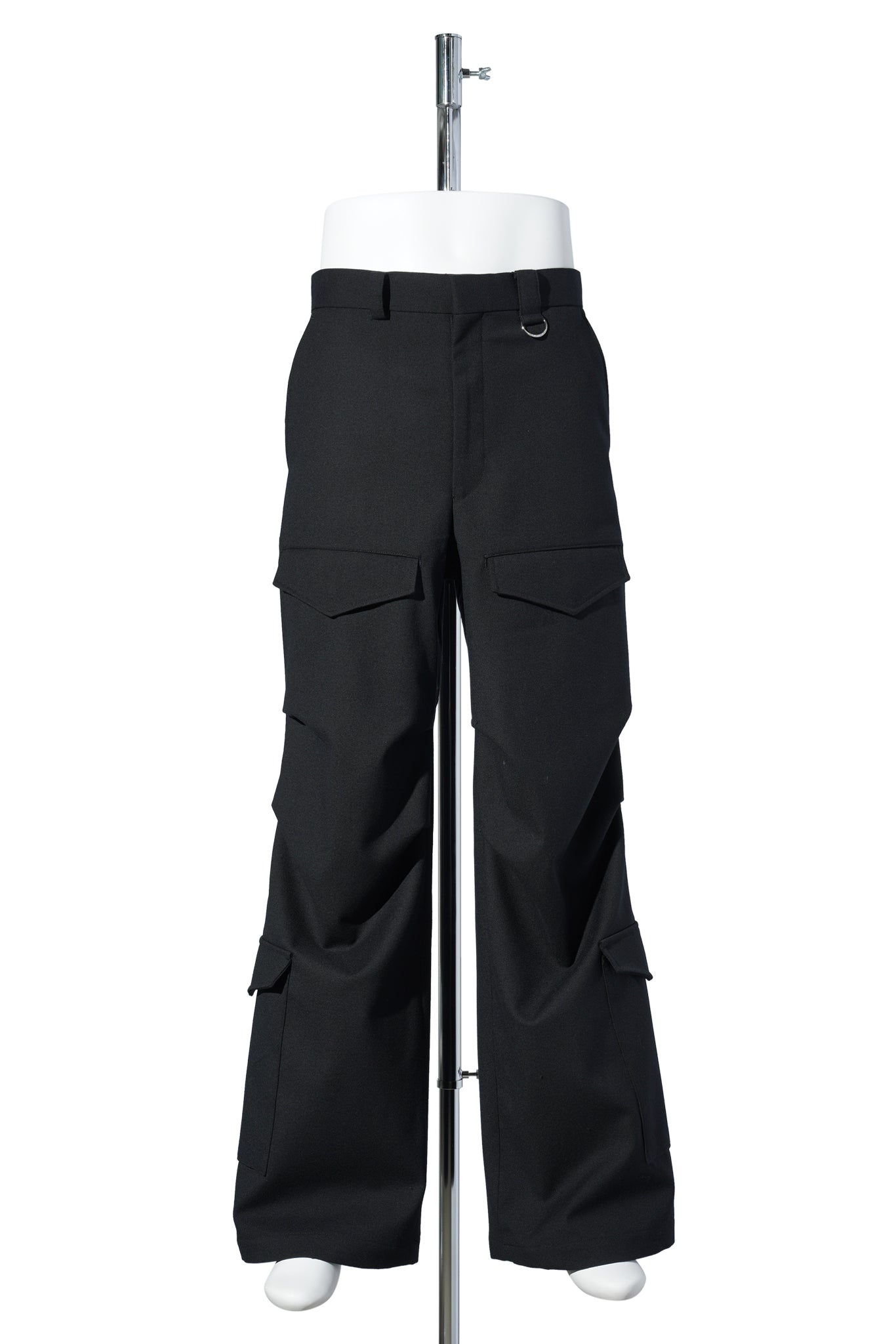 WOOL BARATHEA CARGO PANTS / BLACK