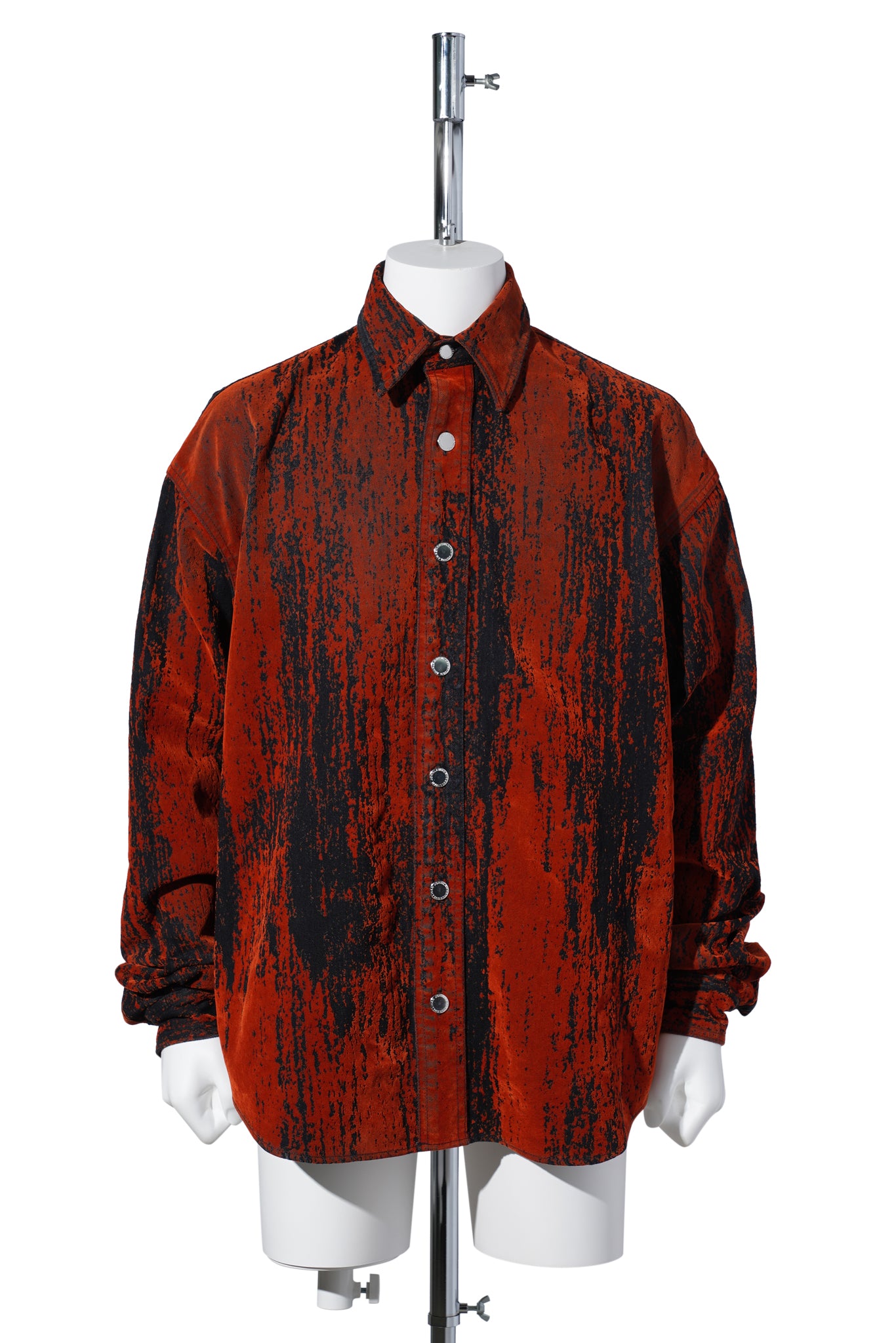FLOCKED DENIM OVERSIZED SHIRT / ORANGE