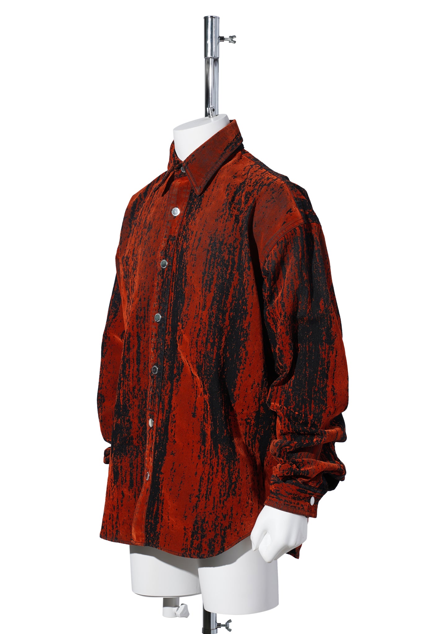 FLOCKED DENIM OVERSIZED SHIRT / ORANGE