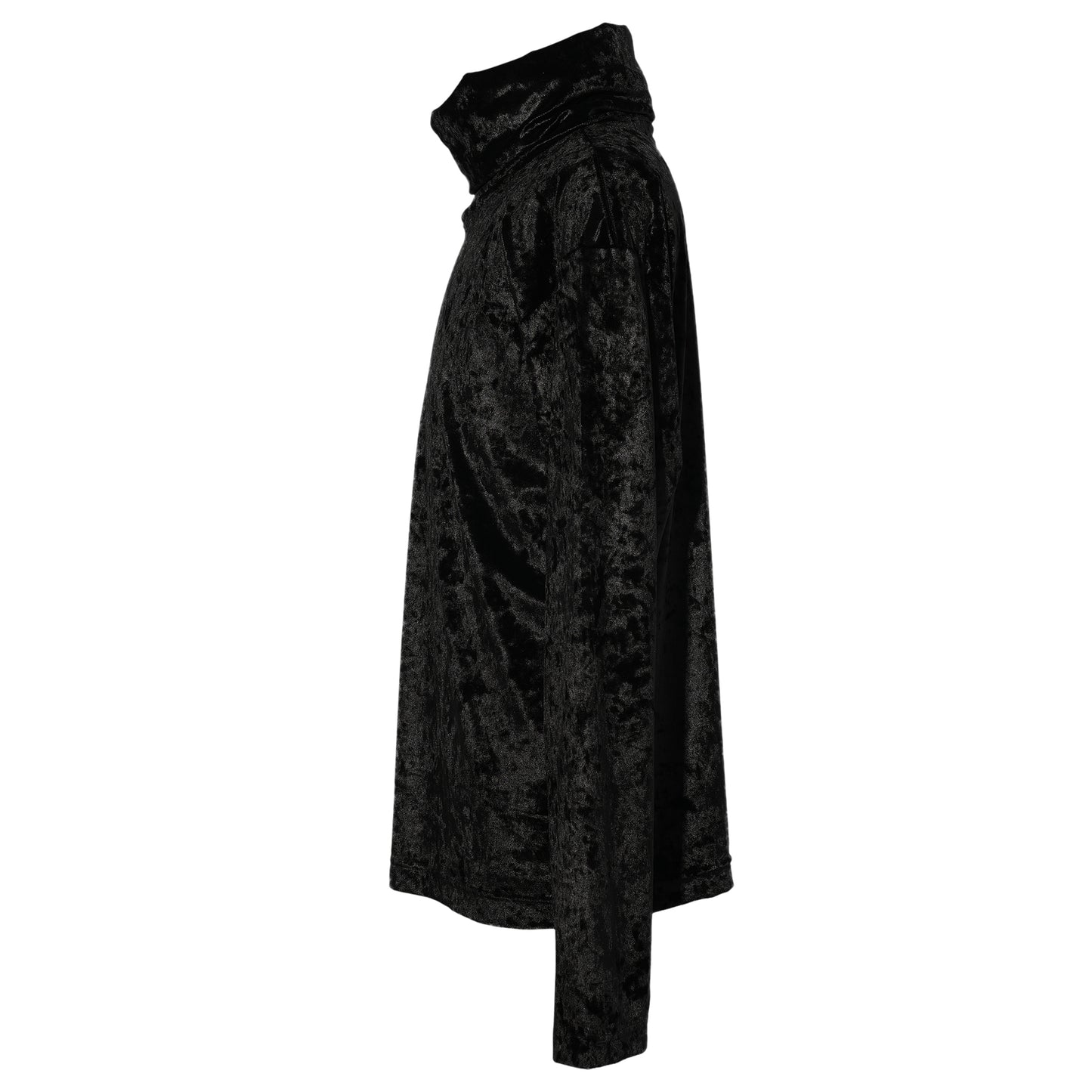 CRUSHED VELOUR TURTLE NECK TOP / BLACK
