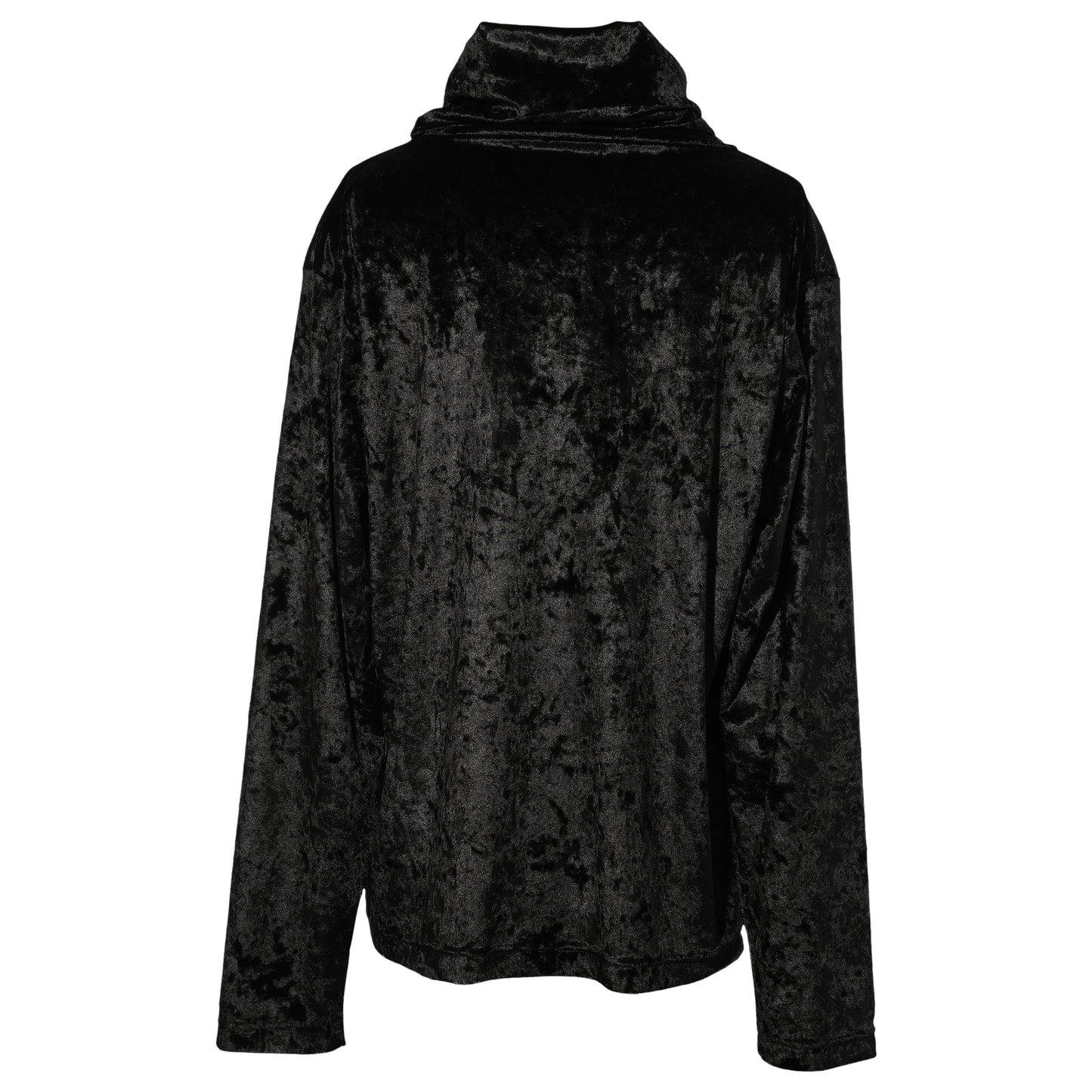 CRUSHED VELOUR TURTLE NECK TOP / BLACK
