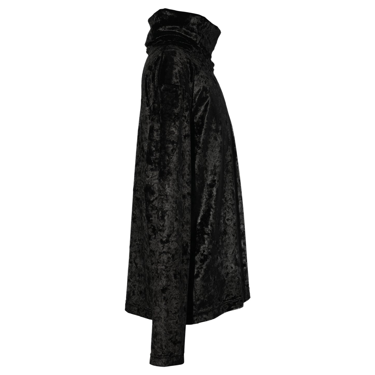 CRUSHED VELOUR TURTLE NECK TOP / BLACK