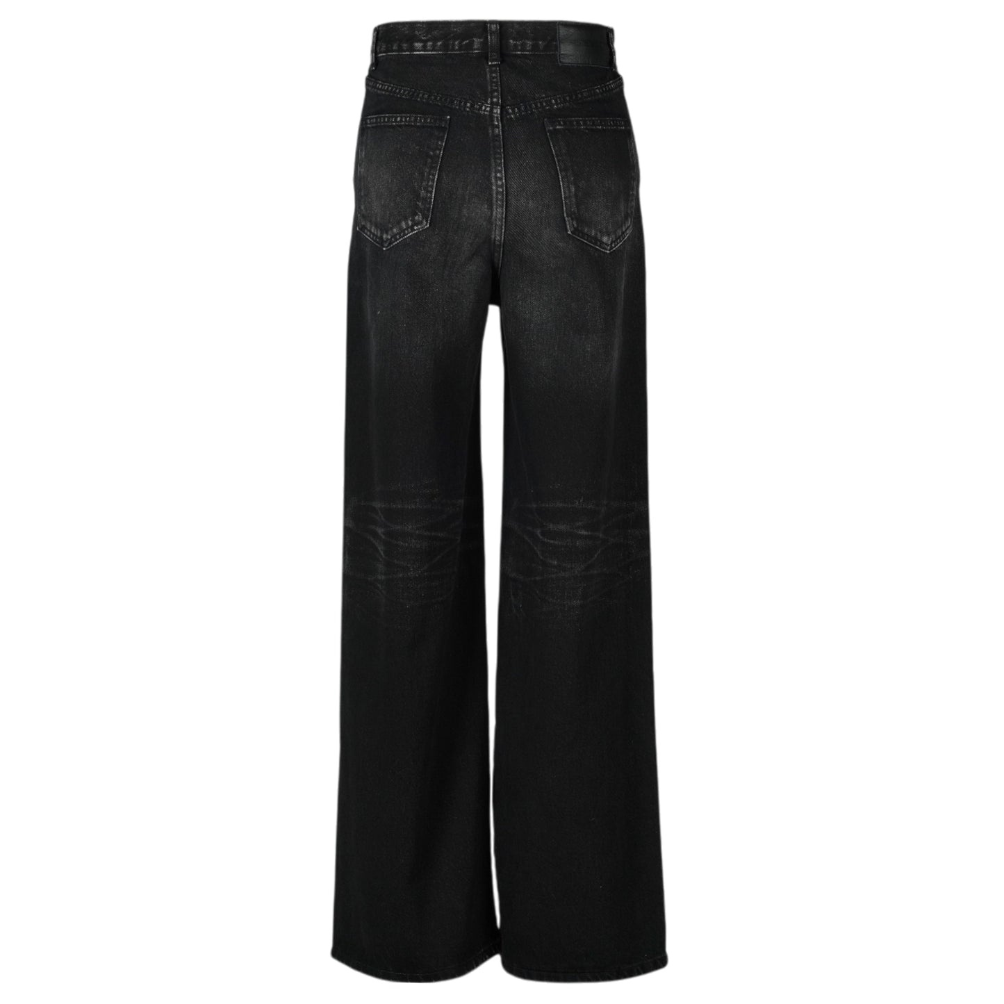 WASHED DENIM WAIDE PANTS / BLACK