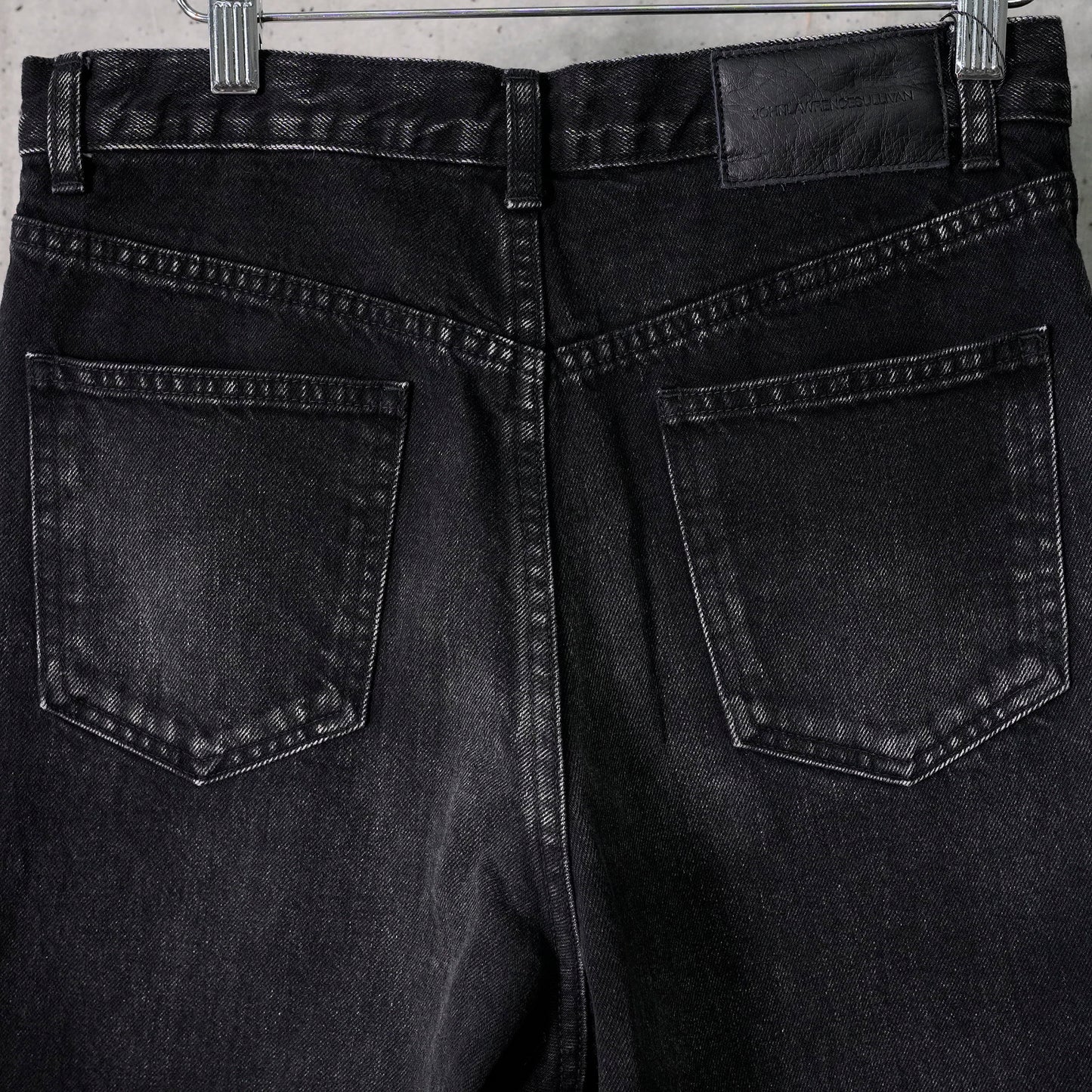 WASHED DENIM WAIDE PANTS / BLACK