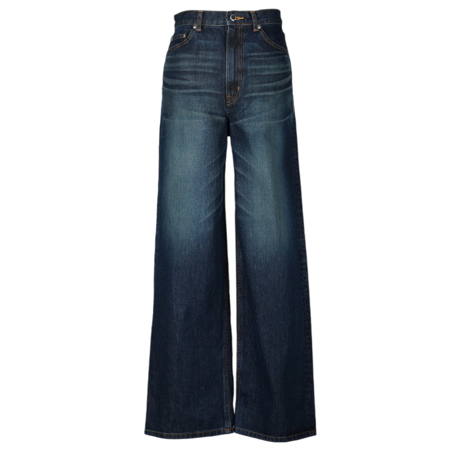 WASHED DENIM WAIDE PANTS / INDIGO