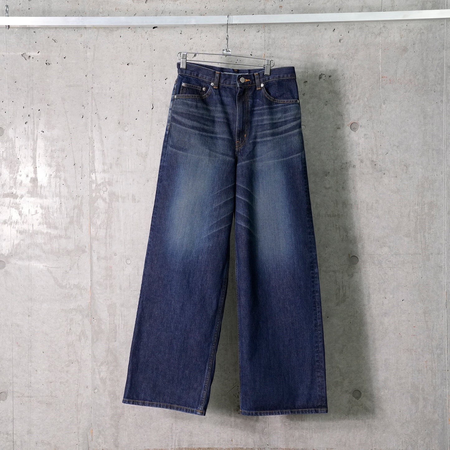 WASHED DENIM WAIDE PANTS / INDIGO