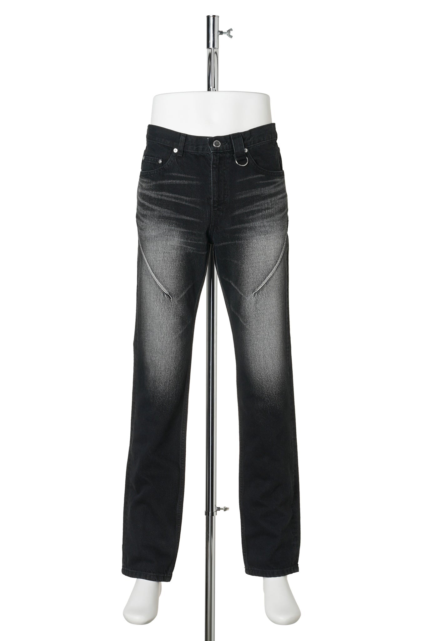 WASHED DENIM SKINNY PANTS / BLACK