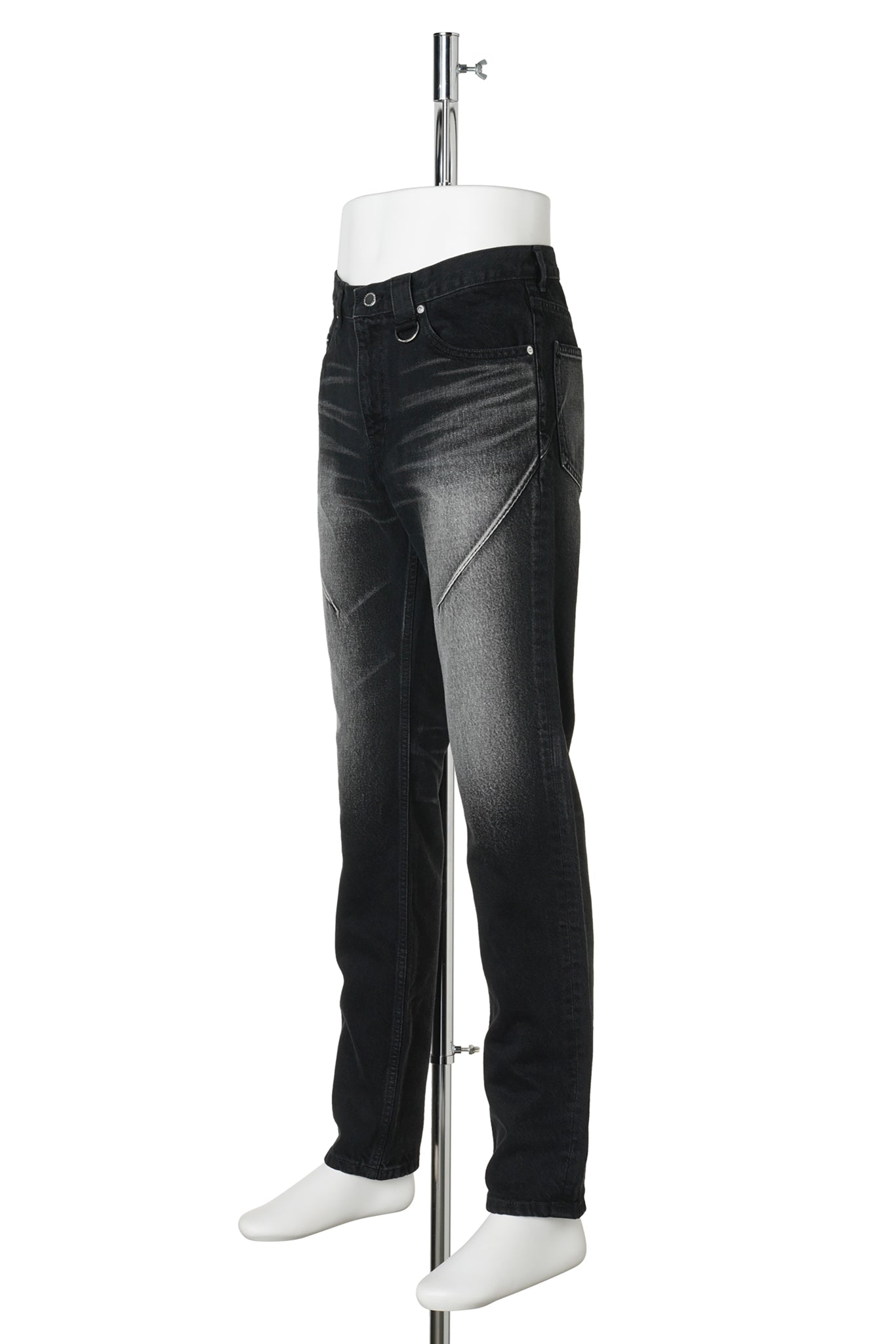 WASHED DENIM SKINNY PANTS / BLACK