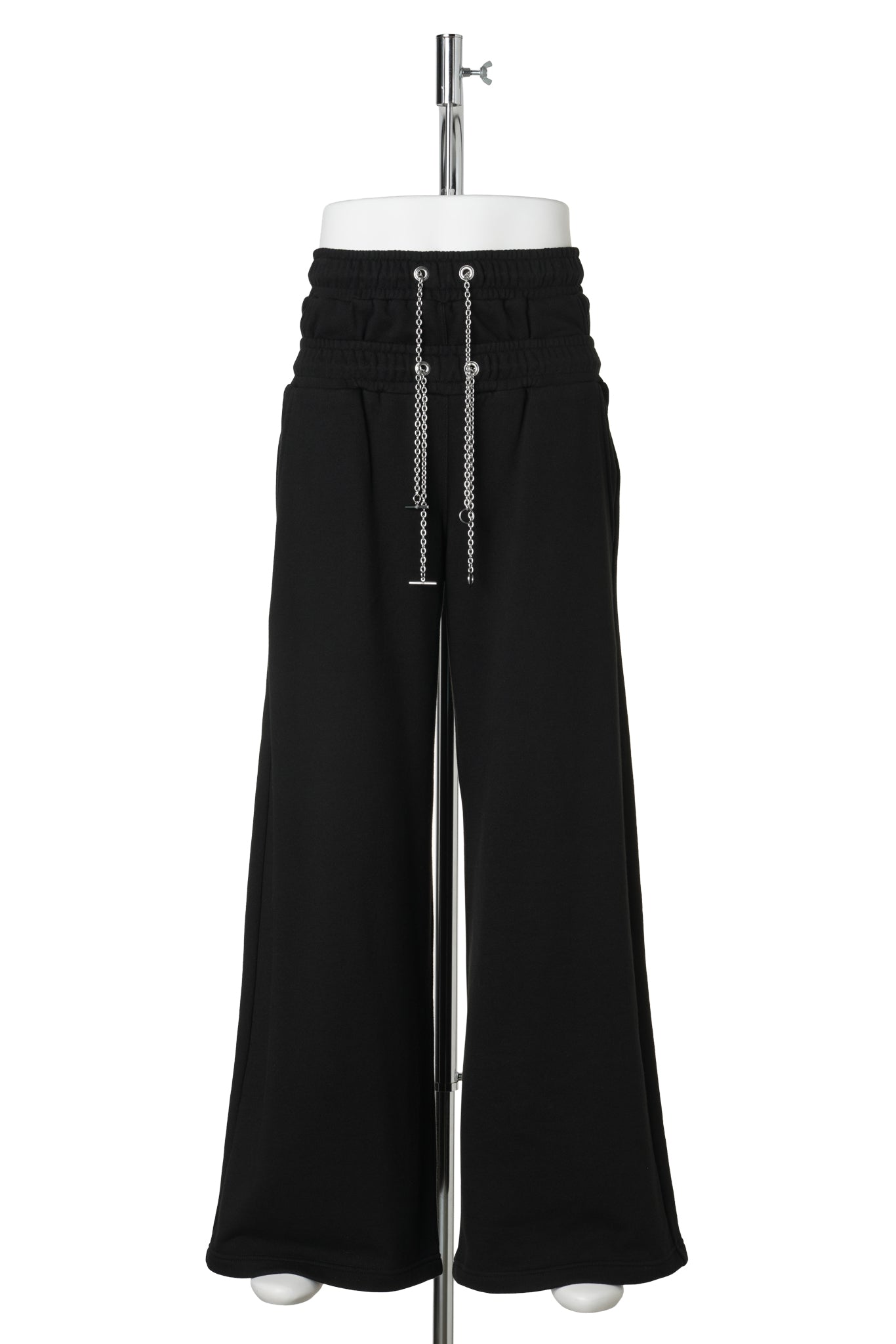 SWEAT STUCKED PANTS WITH CHAIN / BLACK