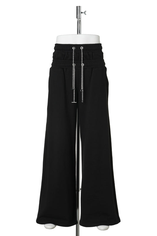 SWEAT STUCKED PANTS WITH CHAIN / BLACK