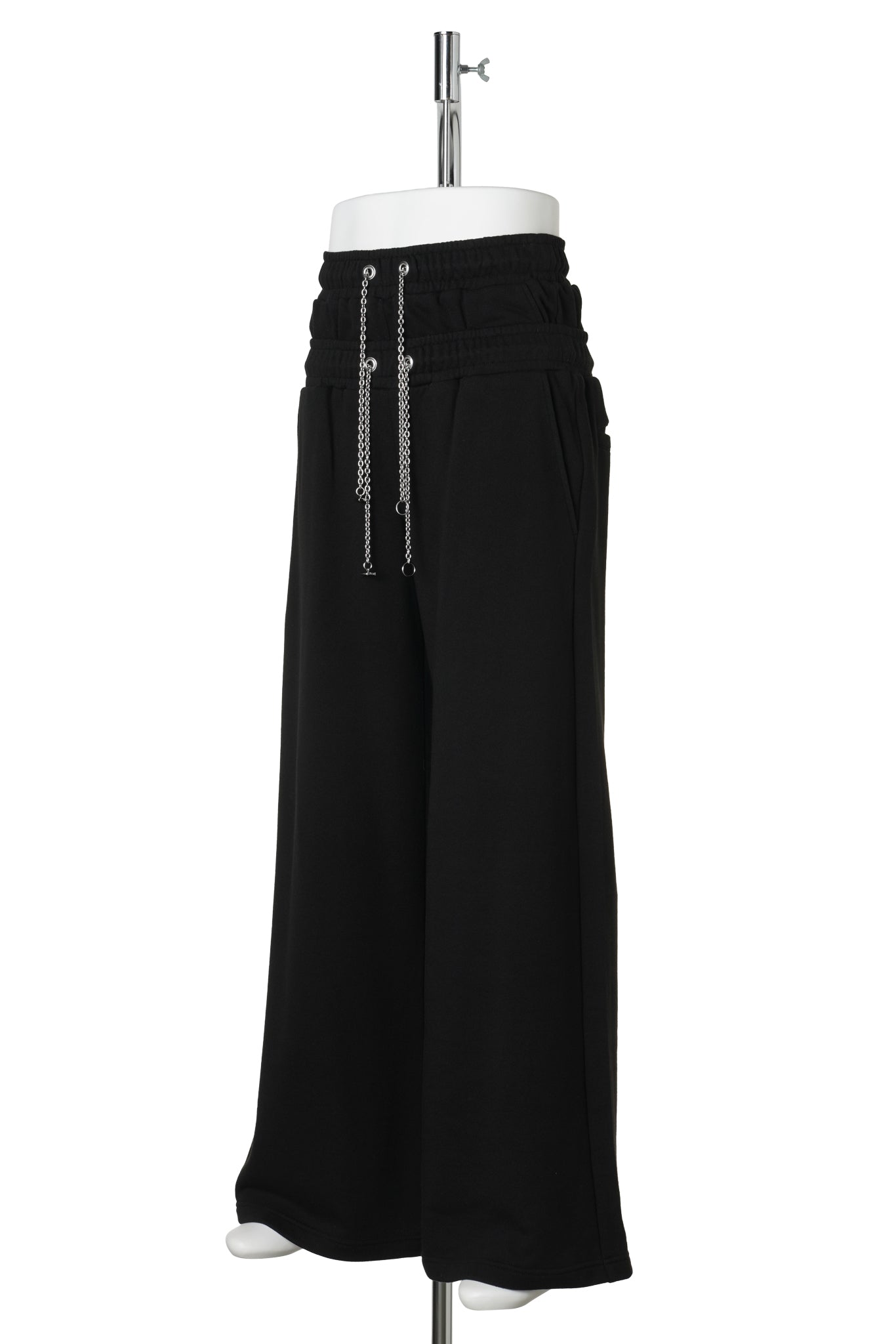 SWEAT STUCKED PANTS WITH CHAIN / BLACK