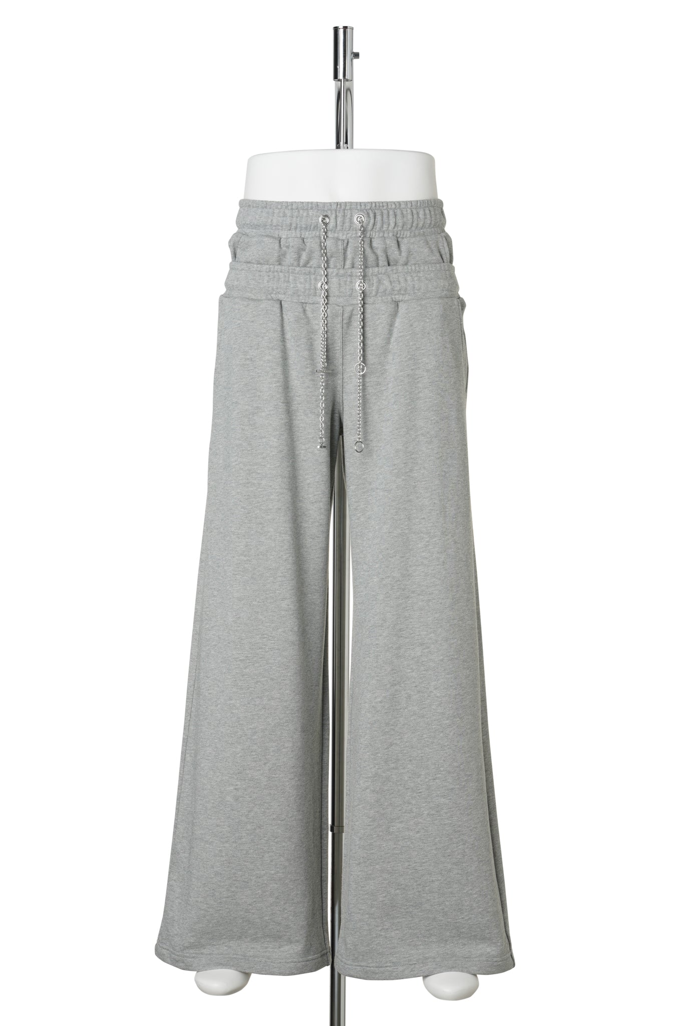 SWEAT STUCKED PANTS WITH CHAIN / GREY