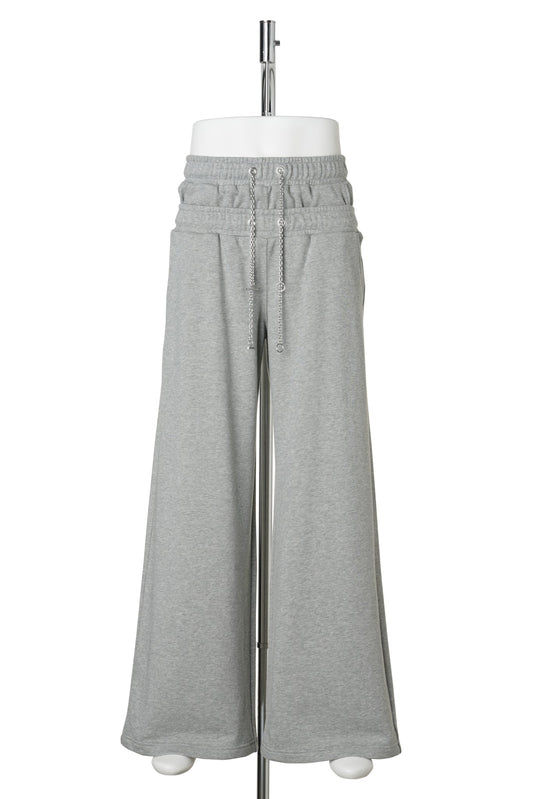 SWEAT STUCKED PANTS WITH CHAIN / GREY