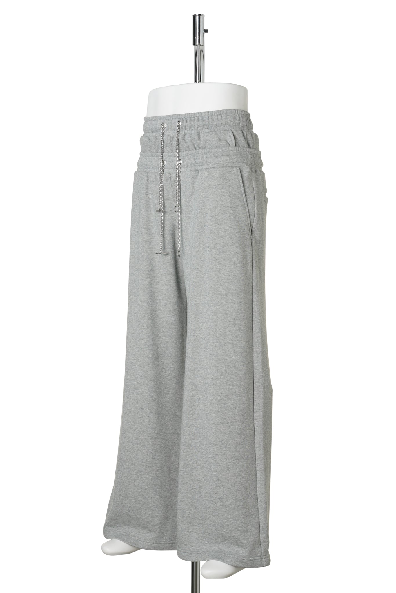 SWEAT STUCKED PANTS WITH CHAIN / GREY