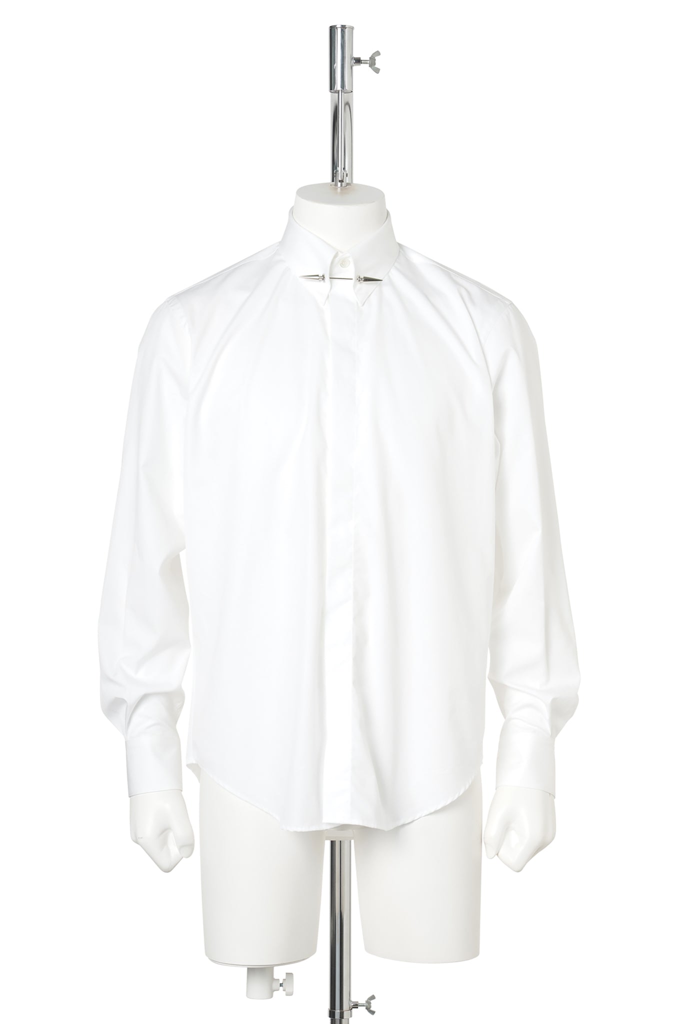 BROADCLOTH PIN-HOLE COLLAR SHIRT WITH STUD PIN / WHITE