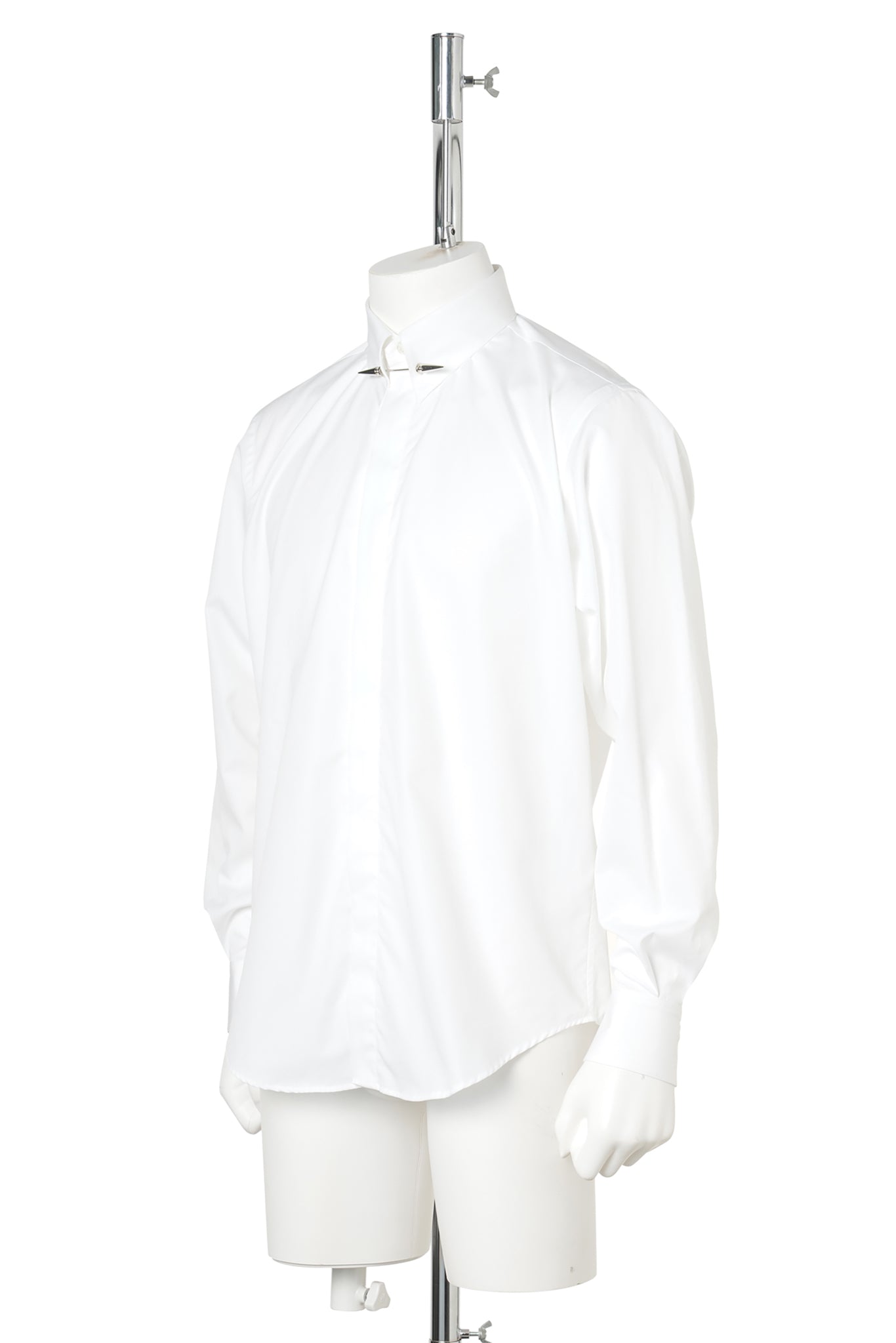 BROADCLOTH PIN-HOLE COLLAR SHIRT WITH STUD PIN / WHITE