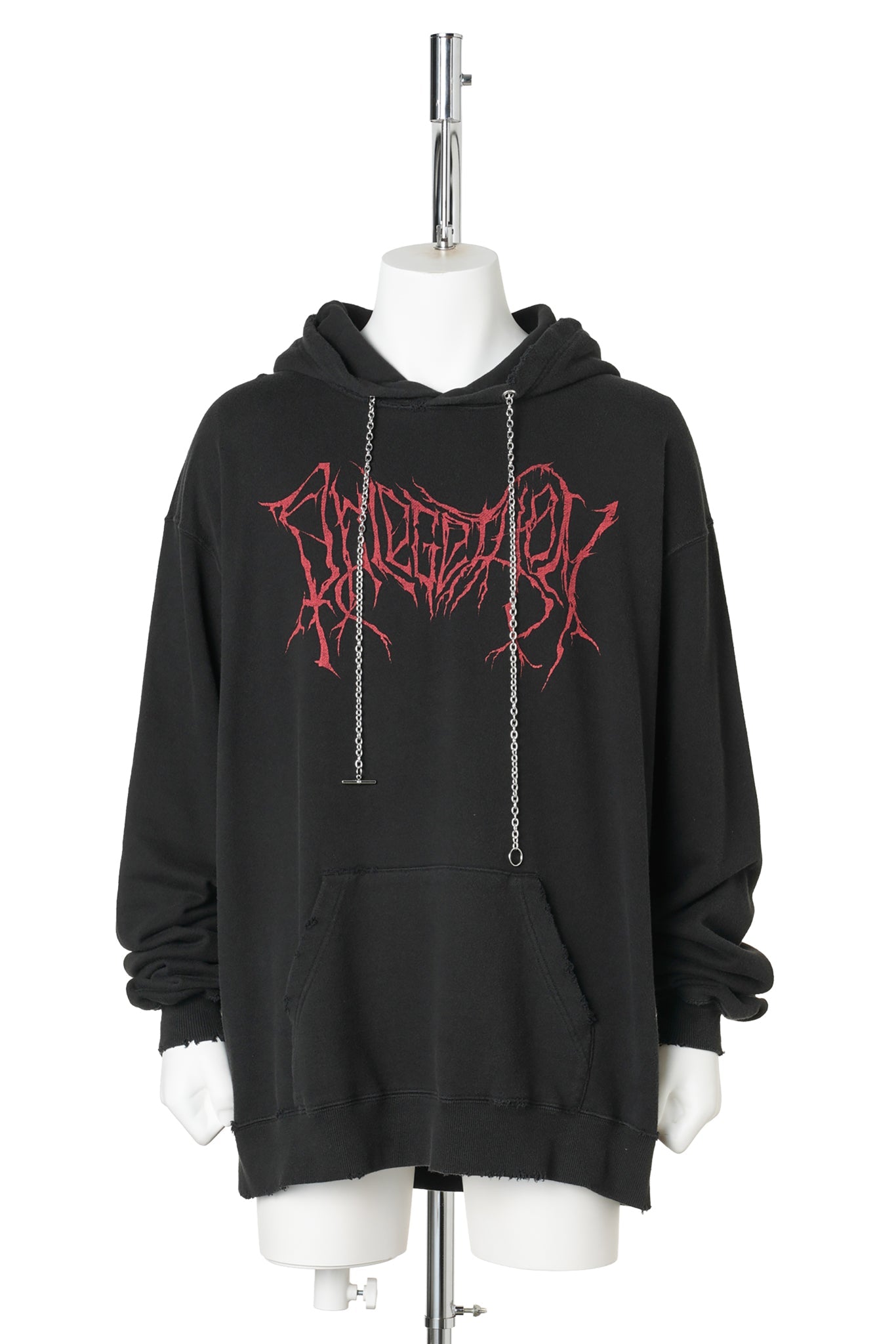 "PHLEGETHON" HOODIE WITH NECKLACE / BLACK