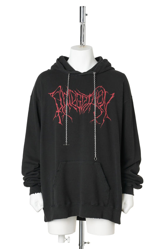 "PHLEGETHON" HOODIE WITH NECKLACE / BLACK