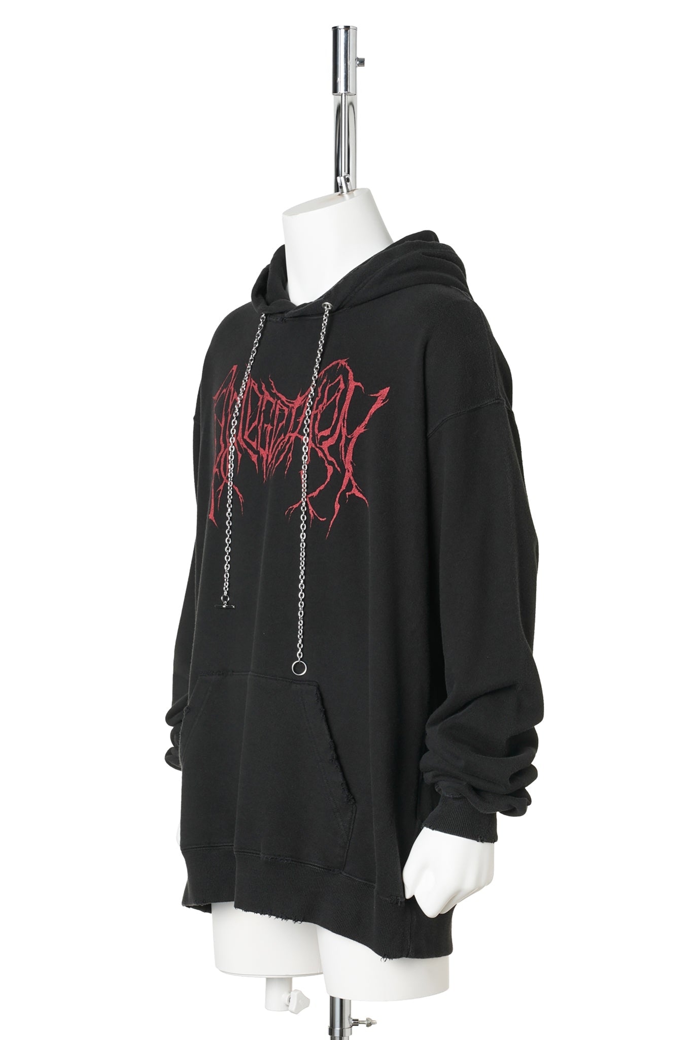 "PHLEGETHON" HOODIE WITH NECKLACE / BLACK