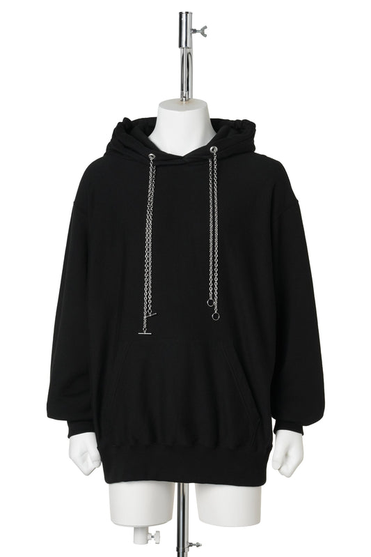 SWEAT STUCKED HOODIE WITH CHAIN / BLACK