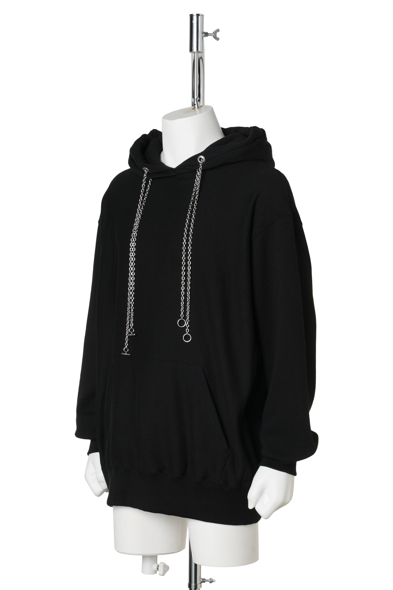 SWEAT STUCKED HOODIE WITH CHAIN / BLACK