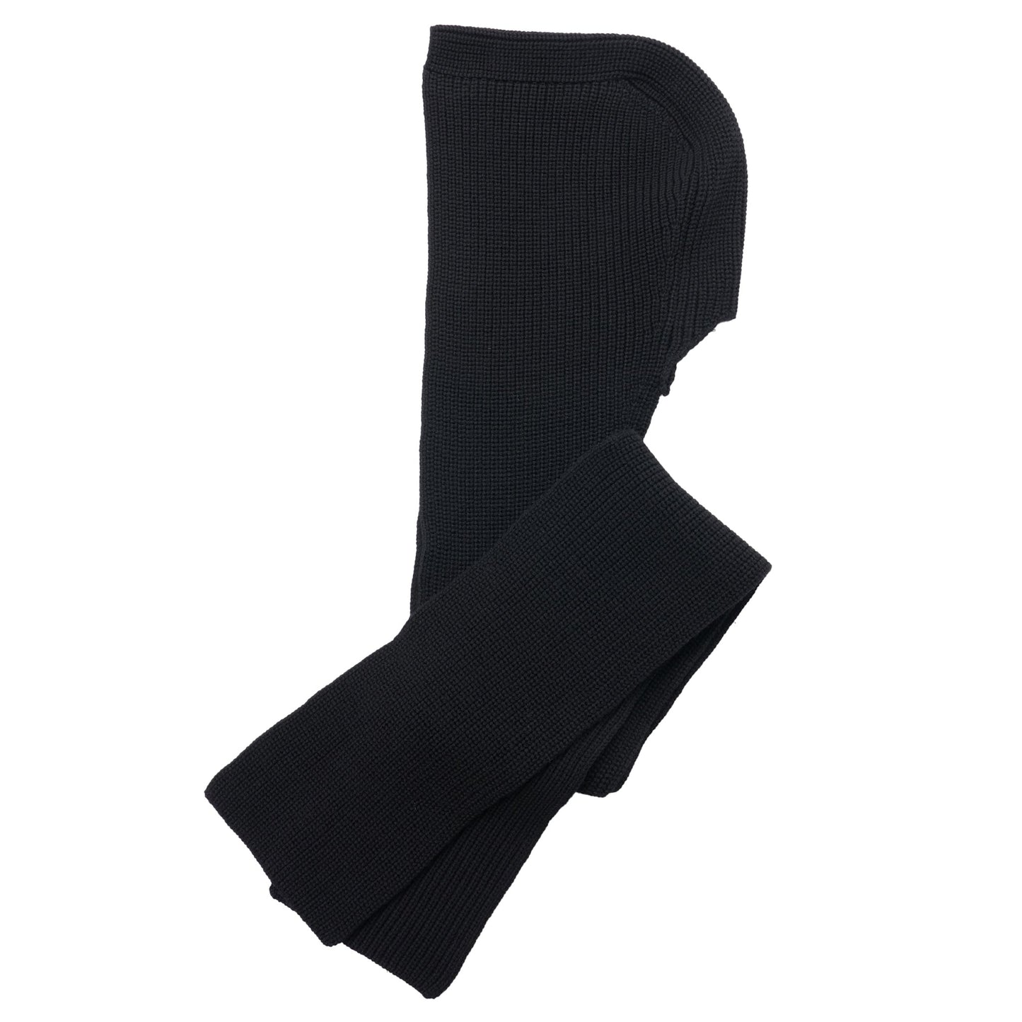 RIB KNIT HOODED SCARF / BLACK