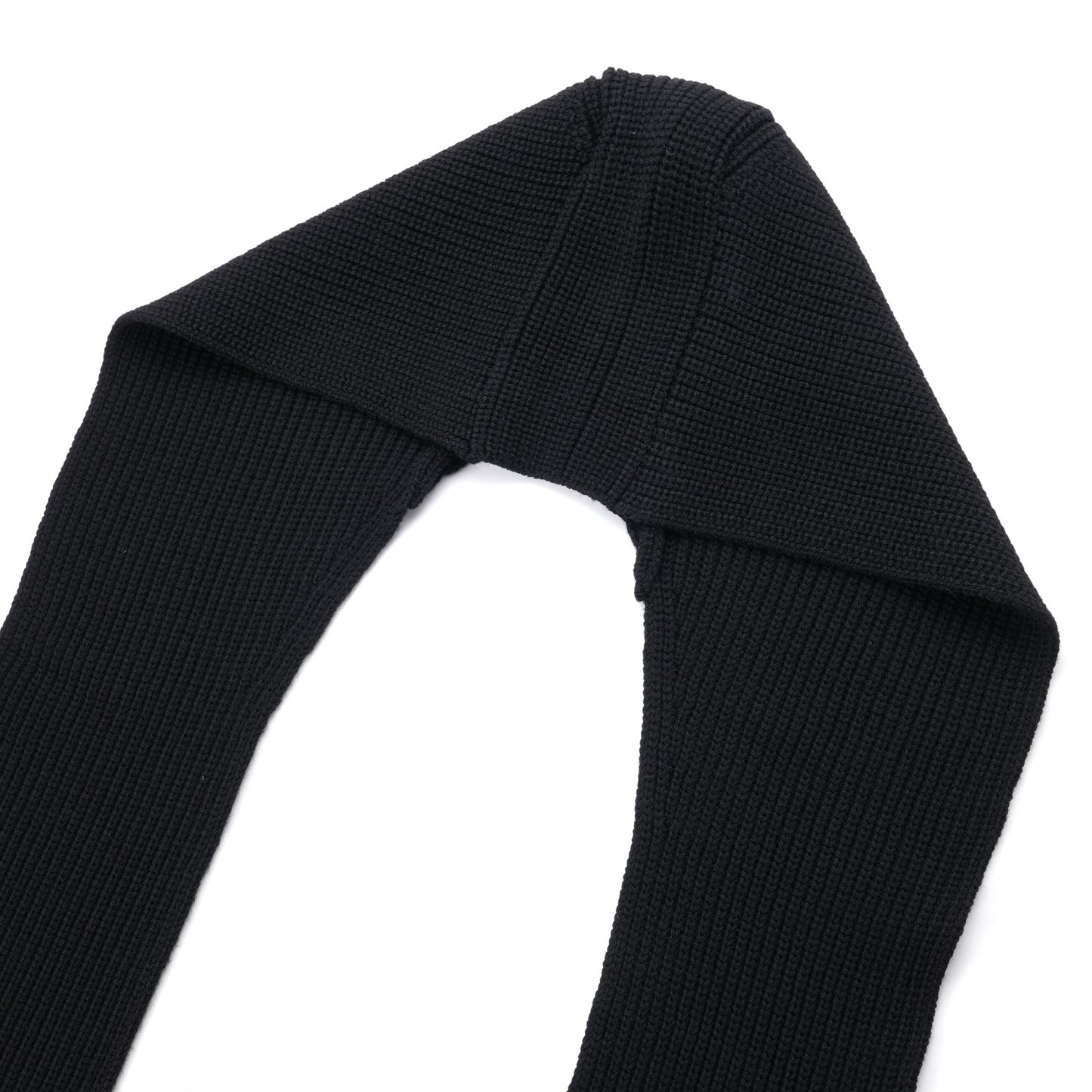 RIB KNIT HOODED SCARF / BLACK