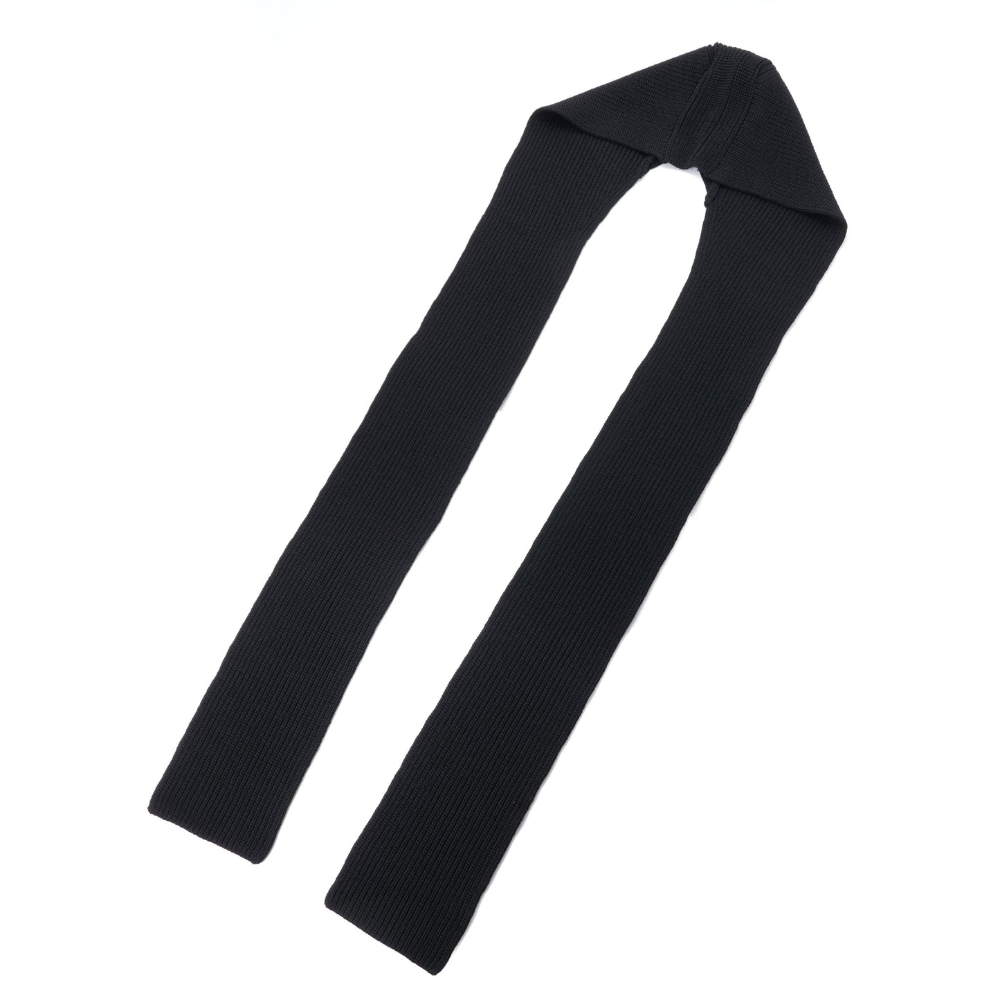 RIB KNIT HOODED SCARF / BLACK
