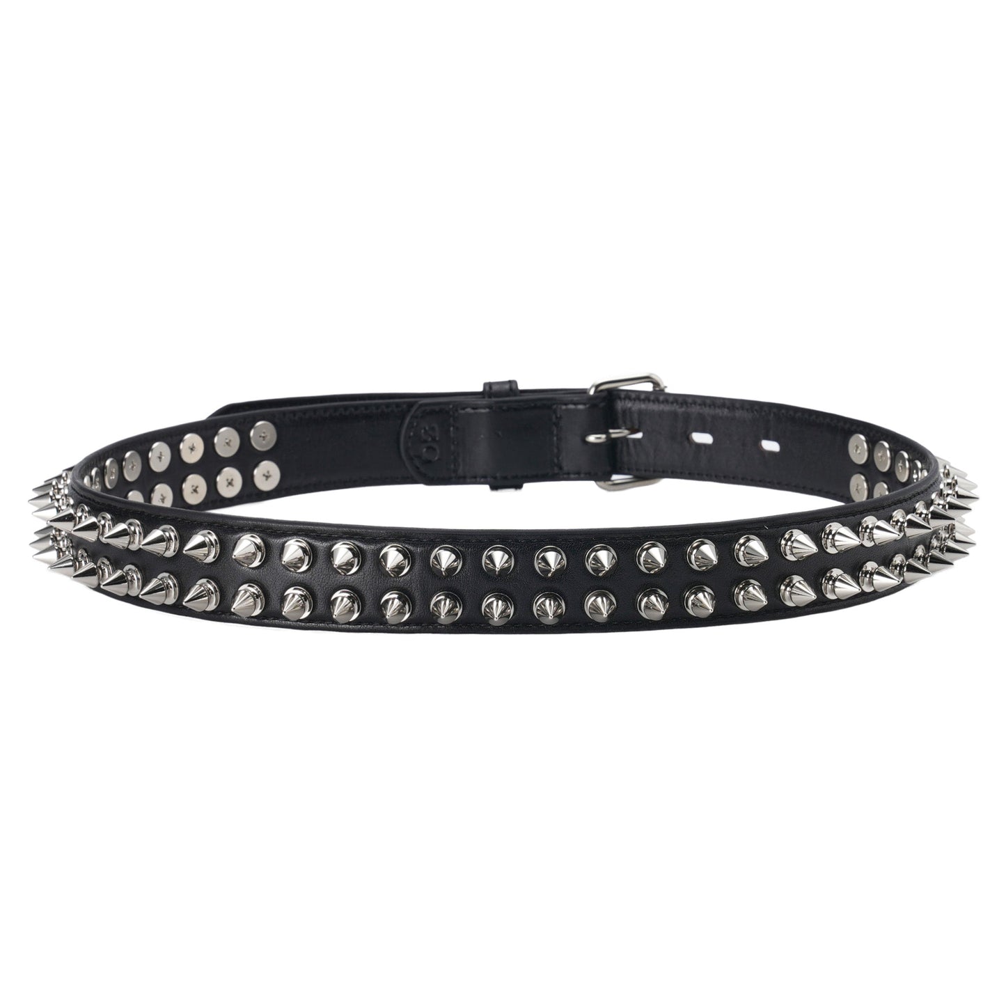 TWO ROW STUDDED LEATHER BELT / BLACK