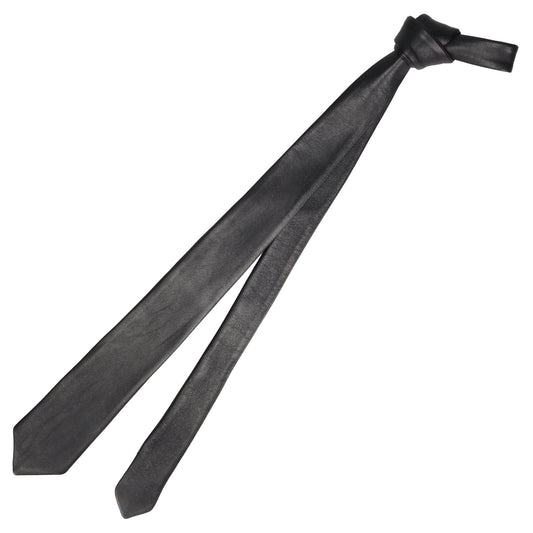 LEATHER NECK TIE / BLACK