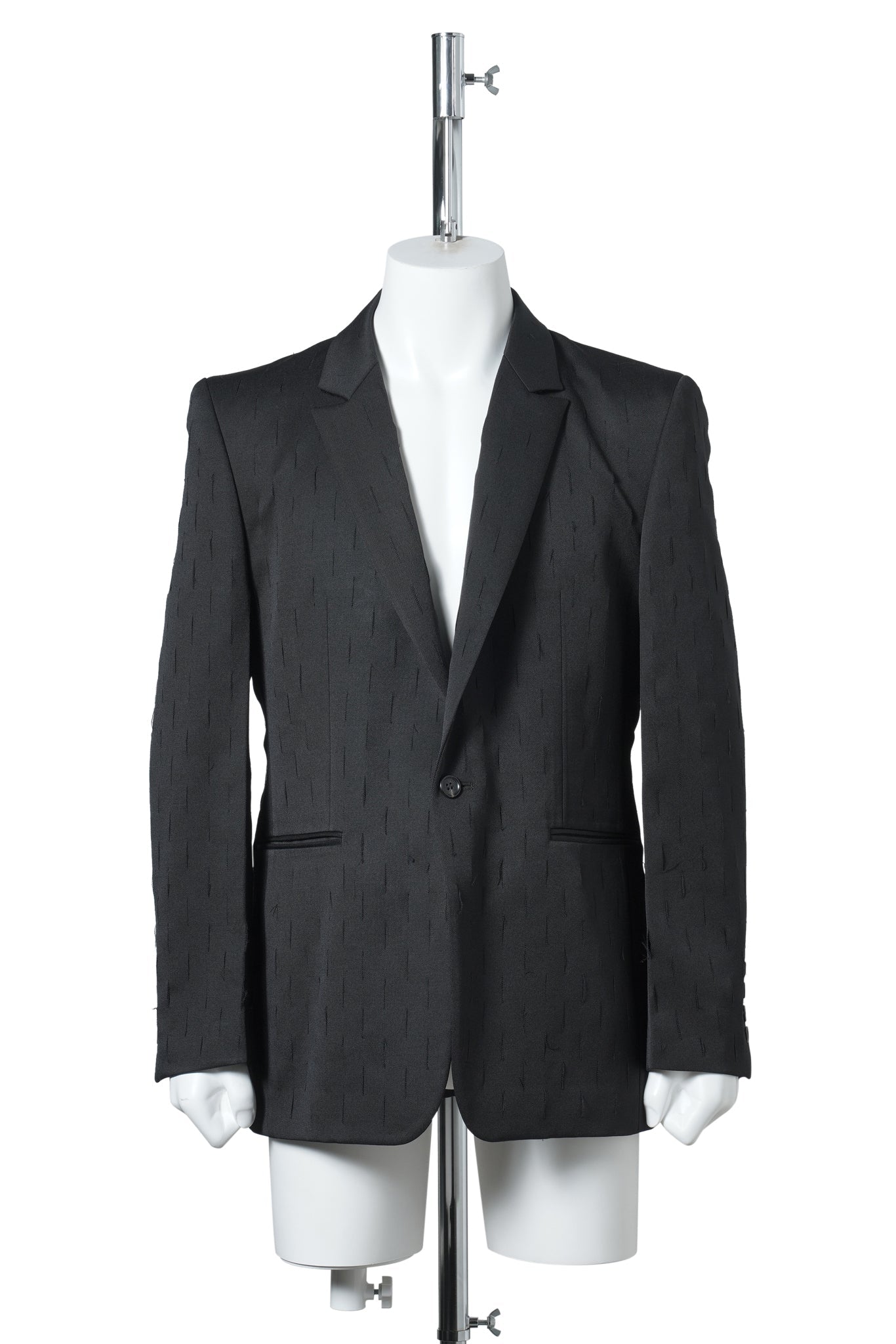 SLASHED WOOL GABARDINE SINGLE BRESTED JACKET / BLACK