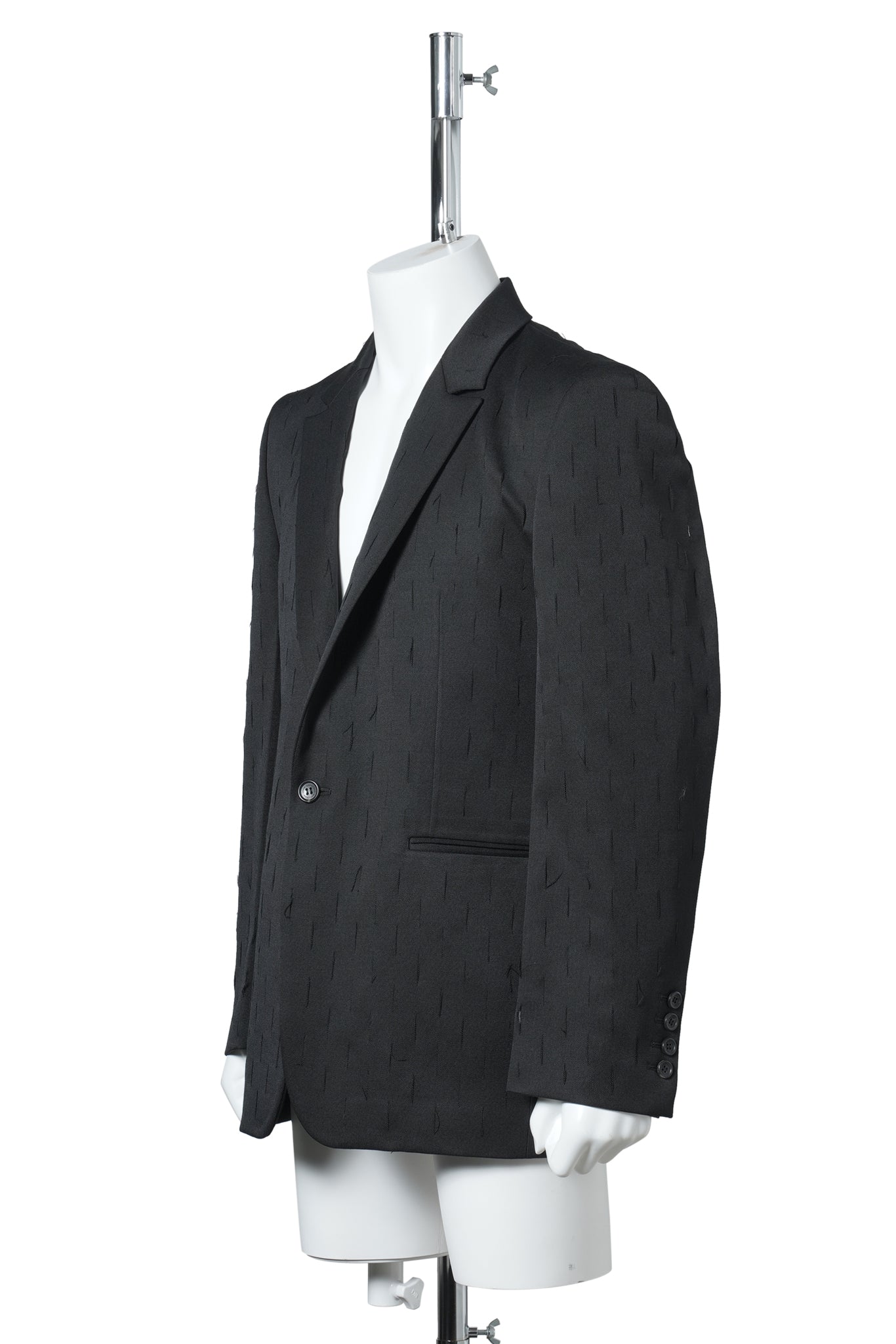 SLASHED WOOL GABARDINE SINGLE BRESTED JACKET / BLACK